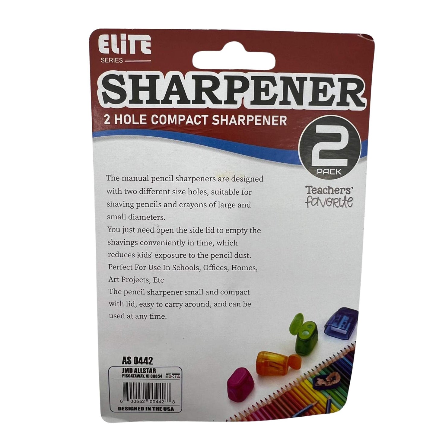 2 Hole Compact Dual Size Pencil Sharpeners: 2 Pack product detail image