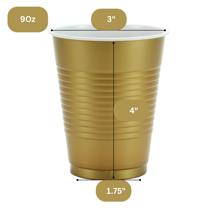 99¢- Disposable 9oz Gold Plastic Cups: 8CT