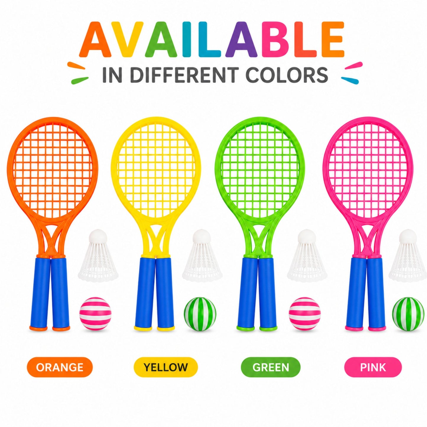 Kids Plastic Racket Set with Ball and Shuttlecock Outdoor Play Toy