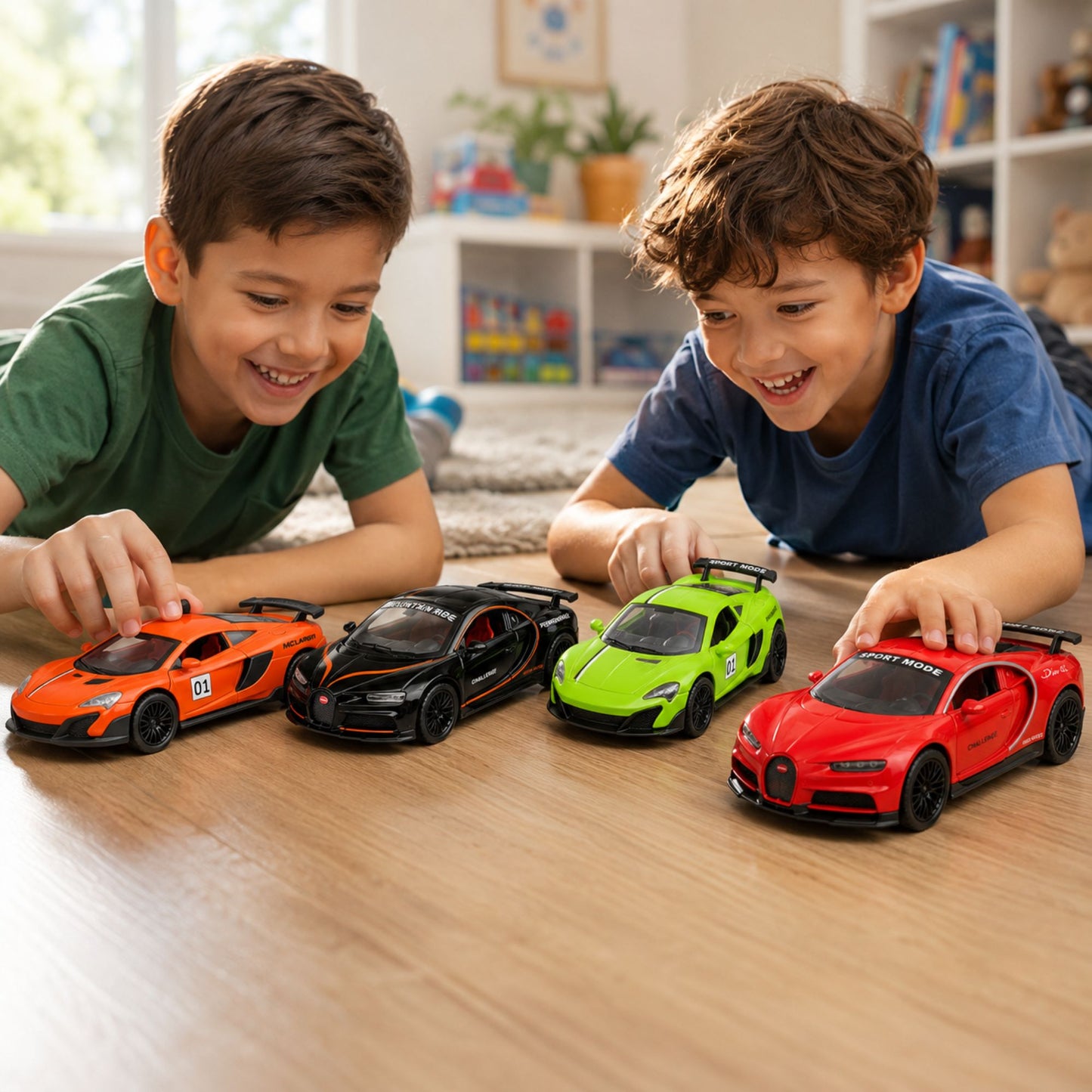 Diecast Racing Sports Car Toy with Opening Doors & Pull Back Action