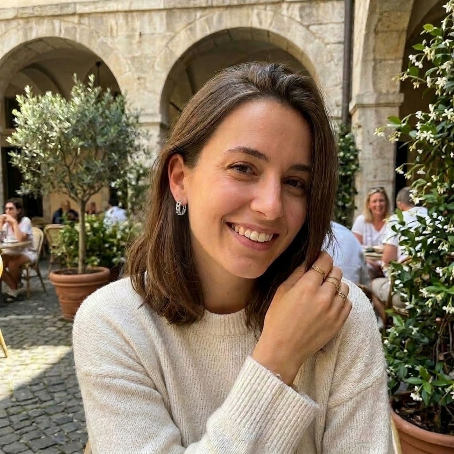 Huggie Hoop Earrings 0.5" Sterling Silver Curb Chain Link