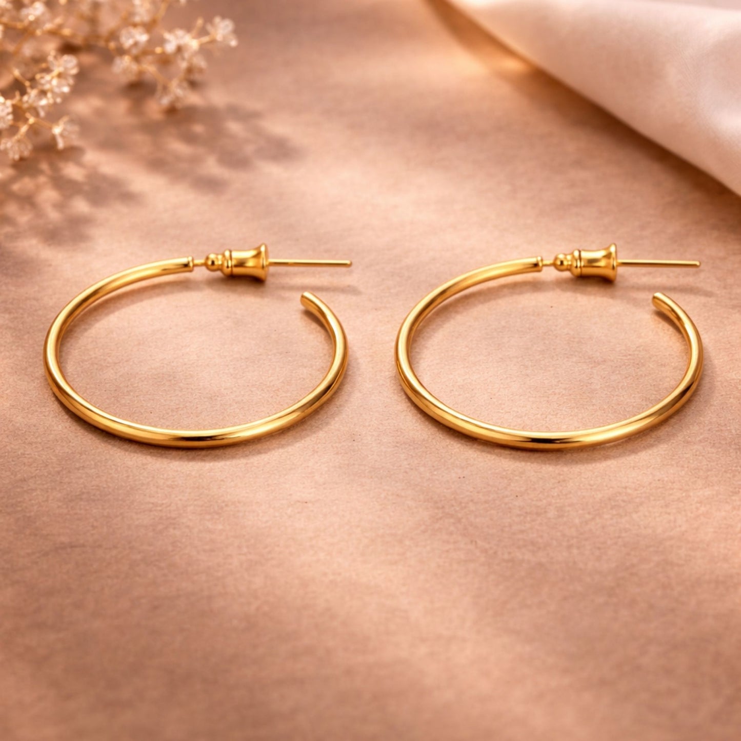 1" Gold Tone Thin Wire Open Hoop Earrings – Delicate Everyday Jewelry