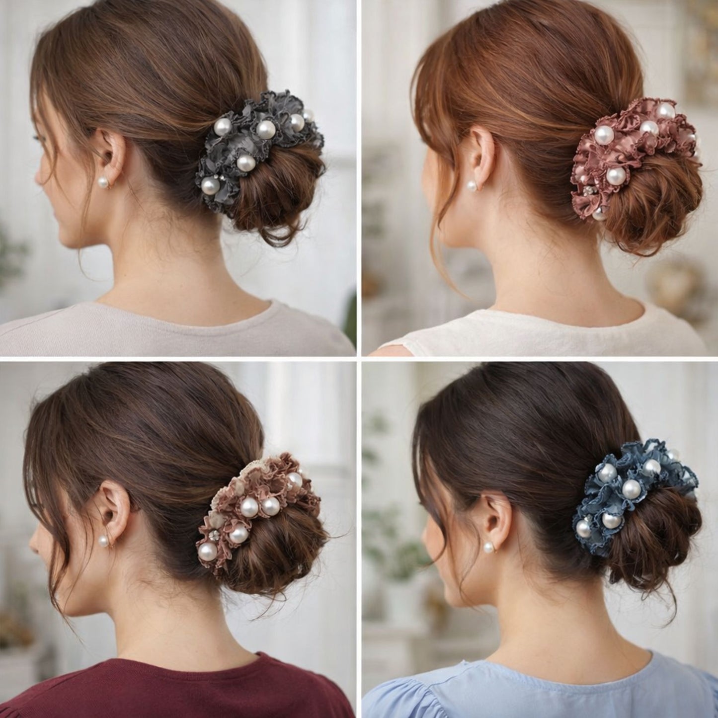 2.5" Pearl Lace Scrunchie Hair Ties for Women & Girls, 2 PCS Hair Bands product image 9