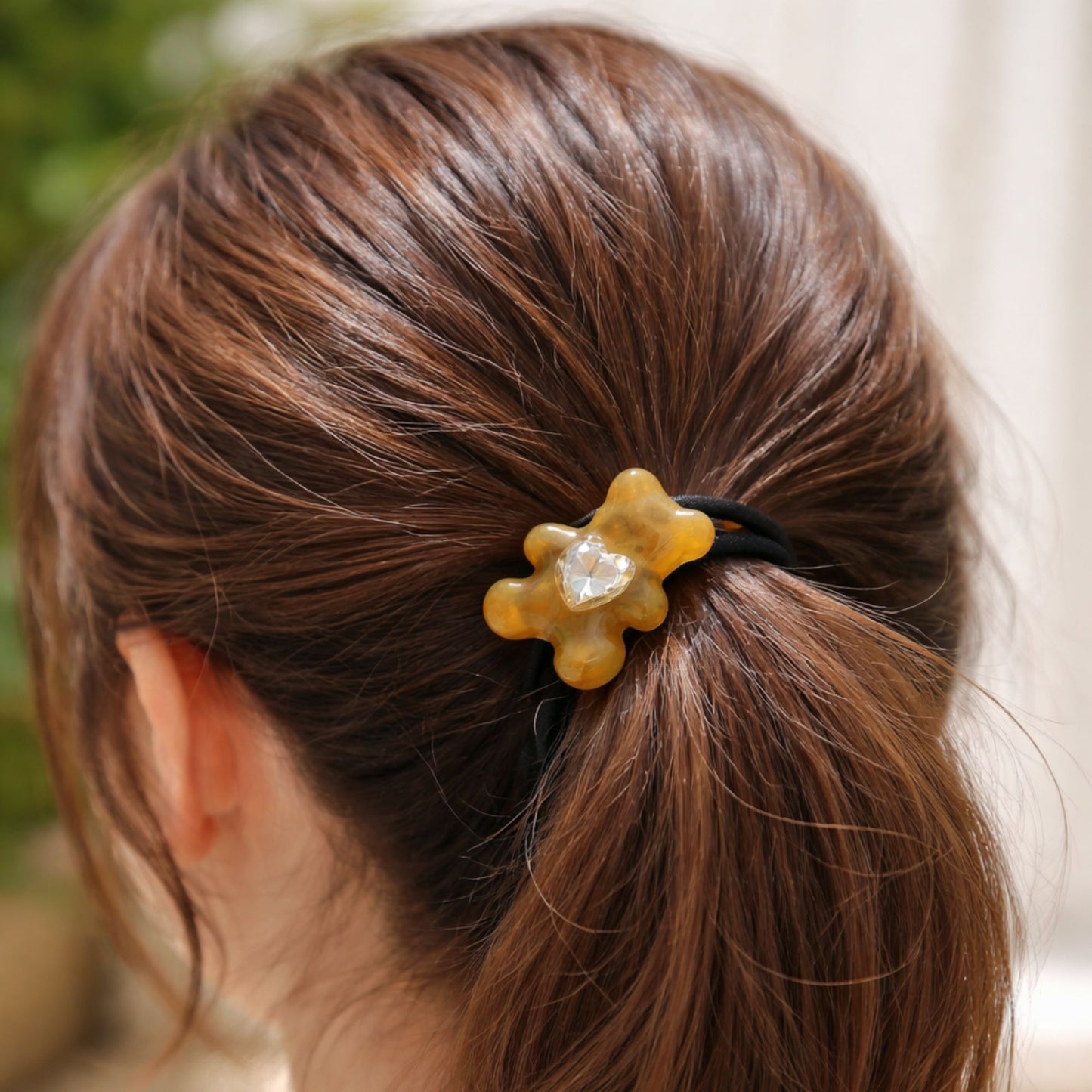 4" Teddy Bear Heart Crystal Resin Hair Tie Elastic Band Hair Bands product image 9