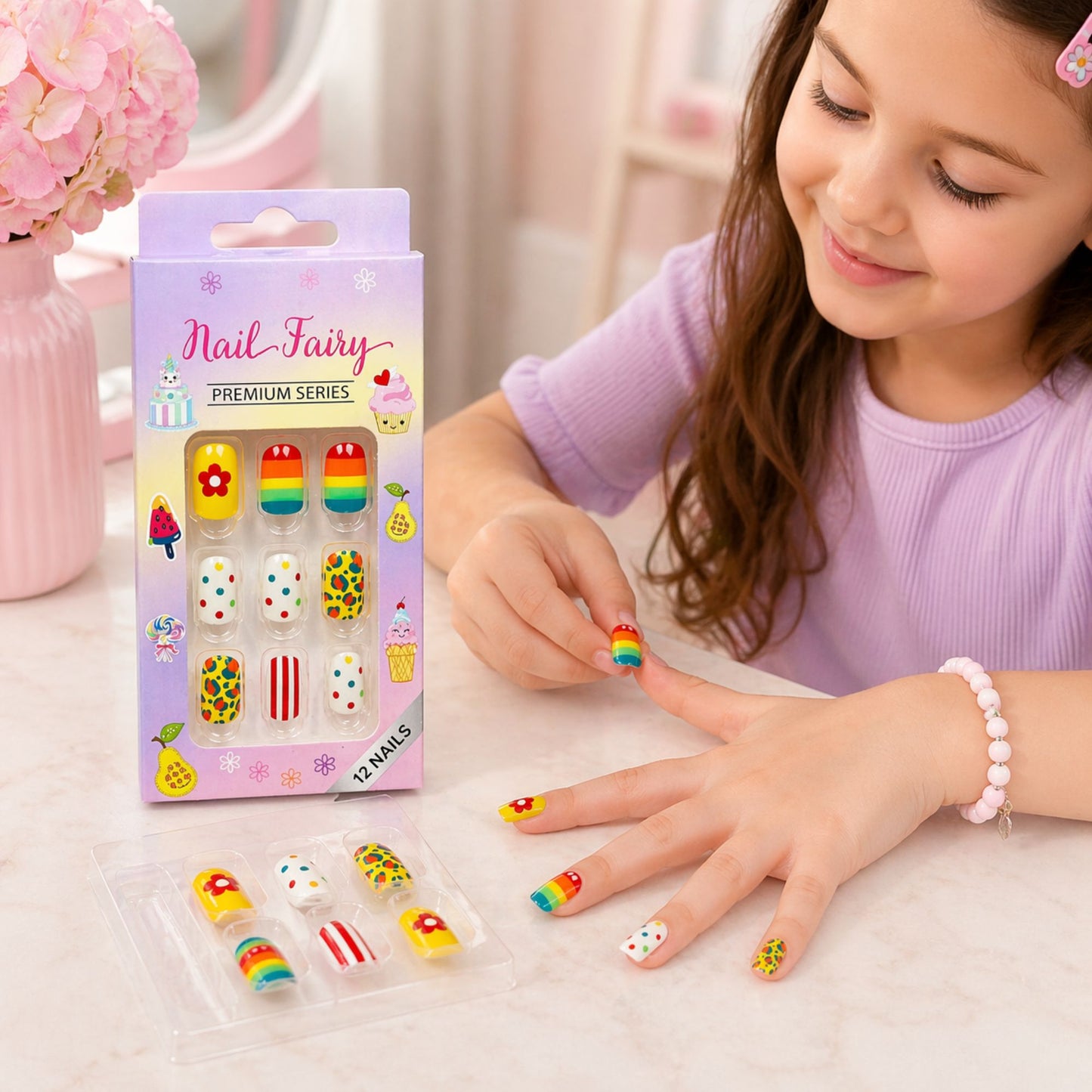 Nail Fairy Cute Mix Artificial Nails 12 PCS Set