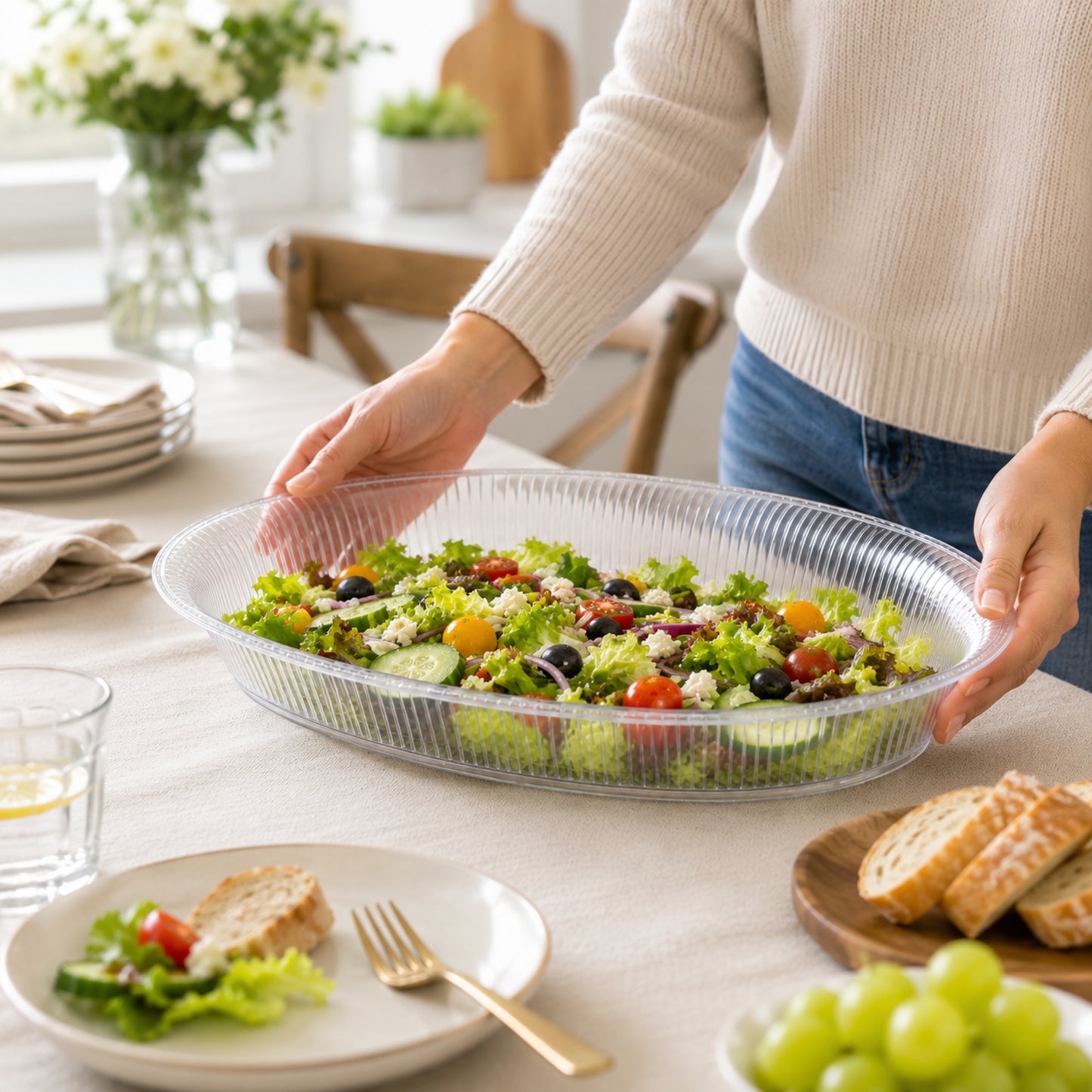11x16 Ridged Clear Bowl for Catering Use