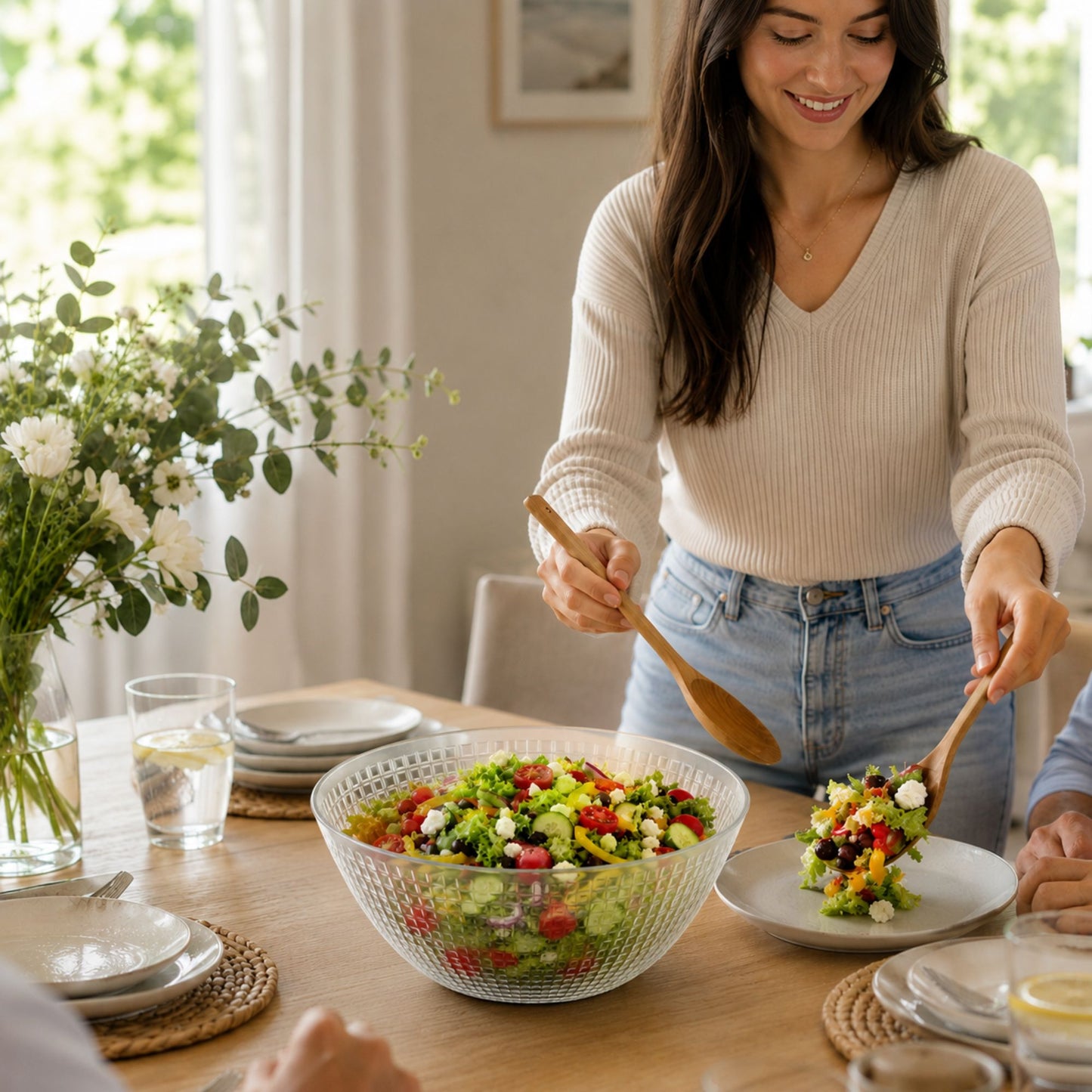 Large Reusable Clear Plastic Pixel Serving Bowl for Entertaining