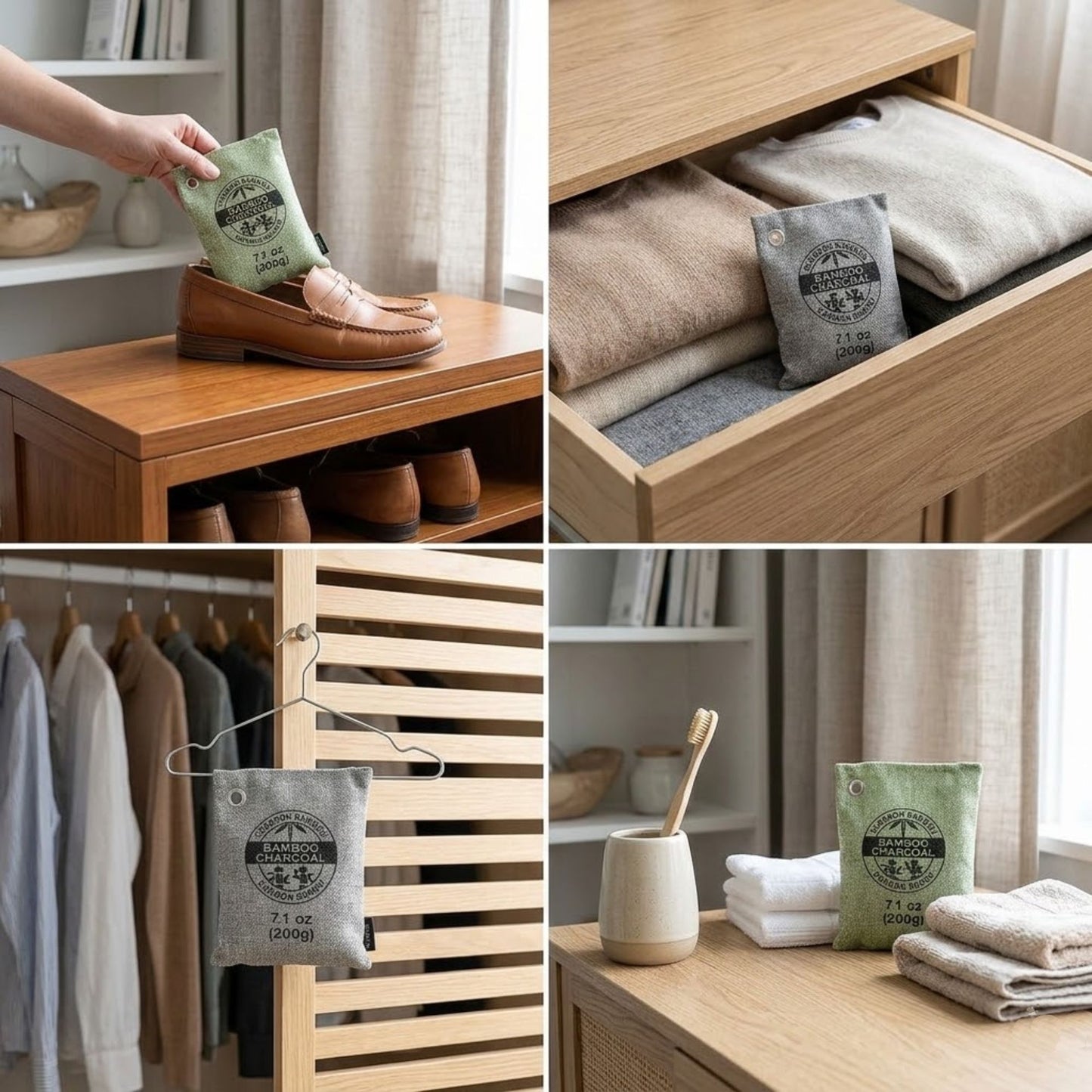 1 Piece Air Fusion Bamboo Charcoal Odor & Moisture Control Natural Air Purifier