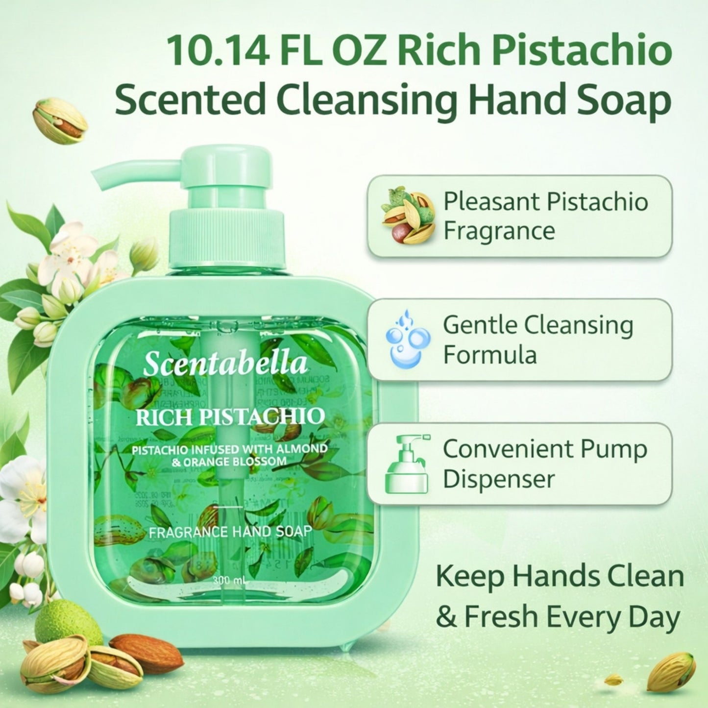 10 FL OZ Rich Pistachio Scented Cleansing Hand Soap Liquid Hand Soap lifestyle use image
