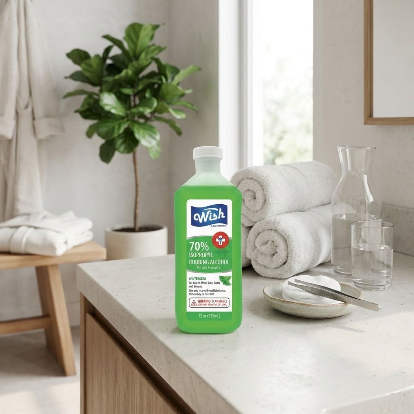 12oz Wish Rubbing Alcohol 70% First Aid Antiseptic First Aid first aid antiseptic lifestyle use image