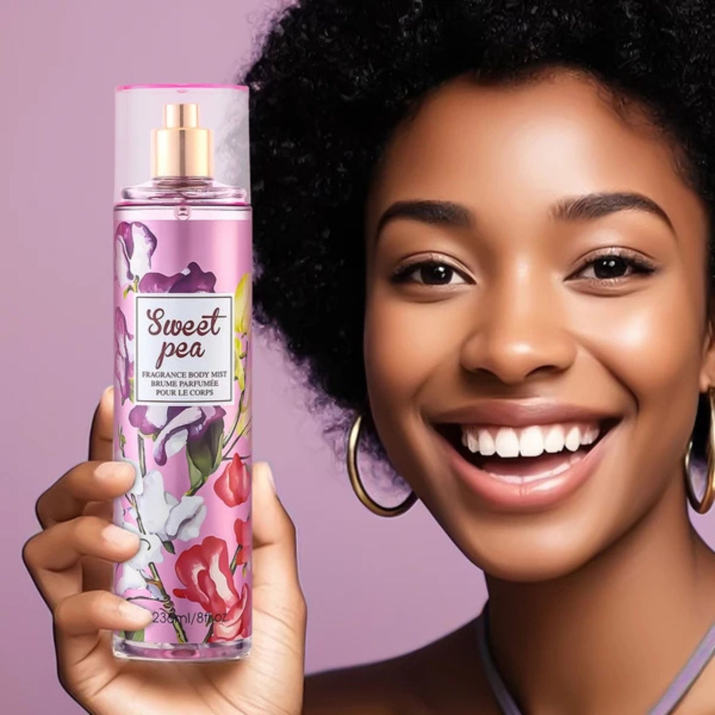 Enjoy a soft and refreshing floral scent Sweet Pea Fragrance Body Mist for Women.