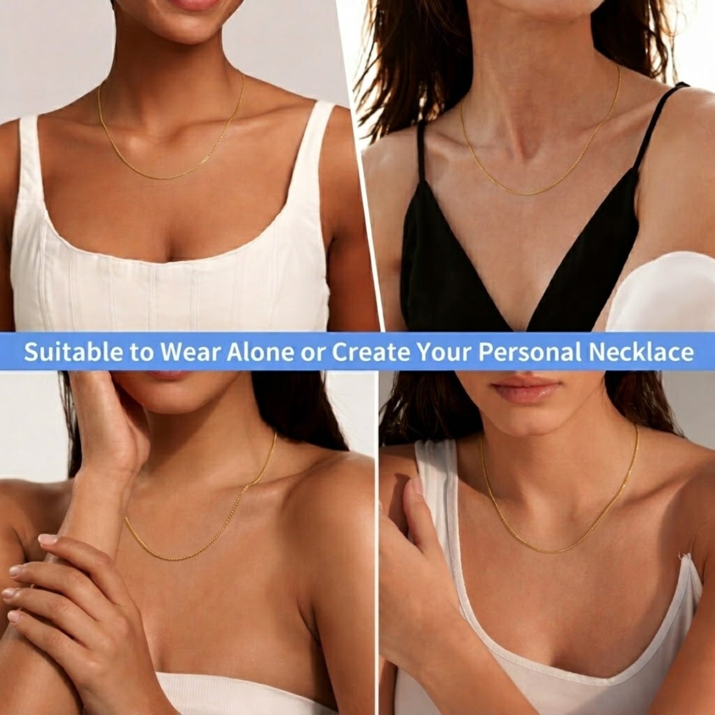 18" Gold Fine Link Chain Necklace with Secure Clasp Necklaces lifestyle use image