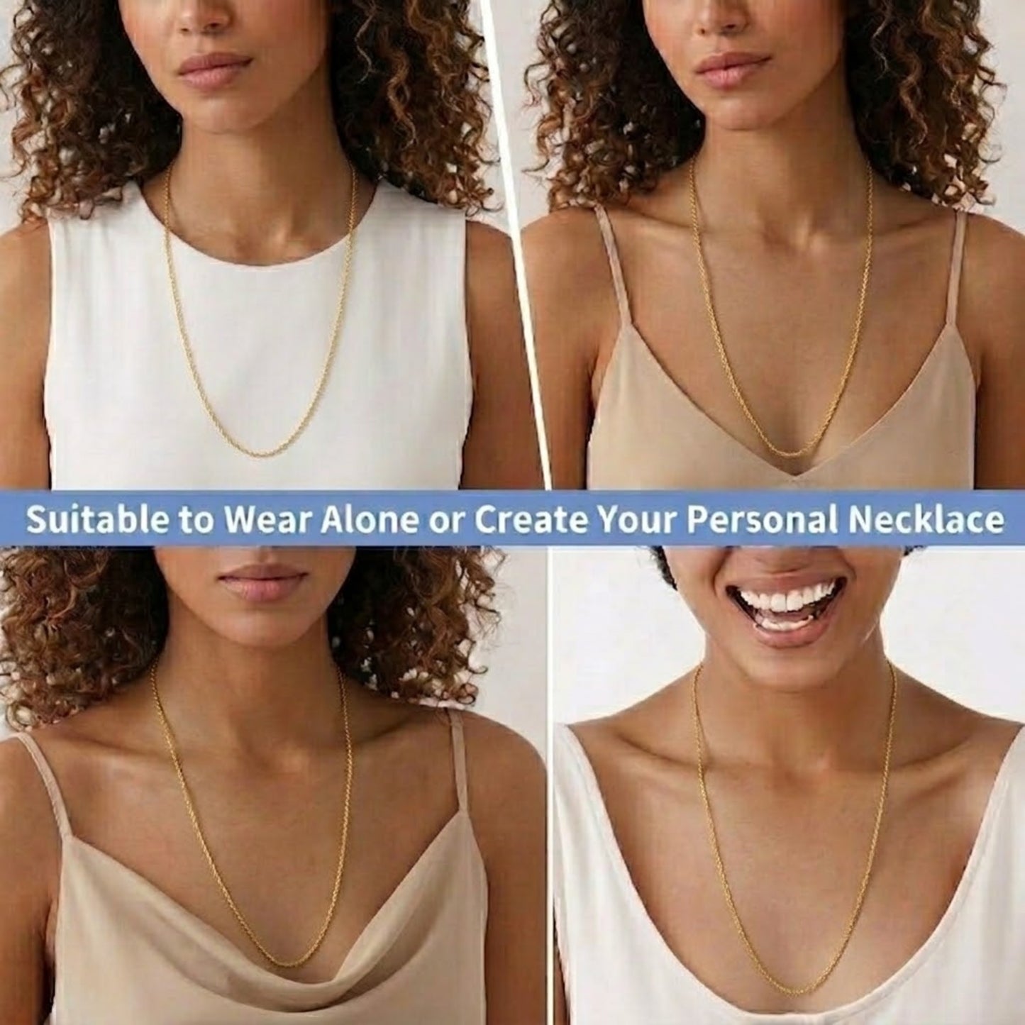 18" Simple Long Gold Chain Necklace Jewelry for Women lifestyle use image