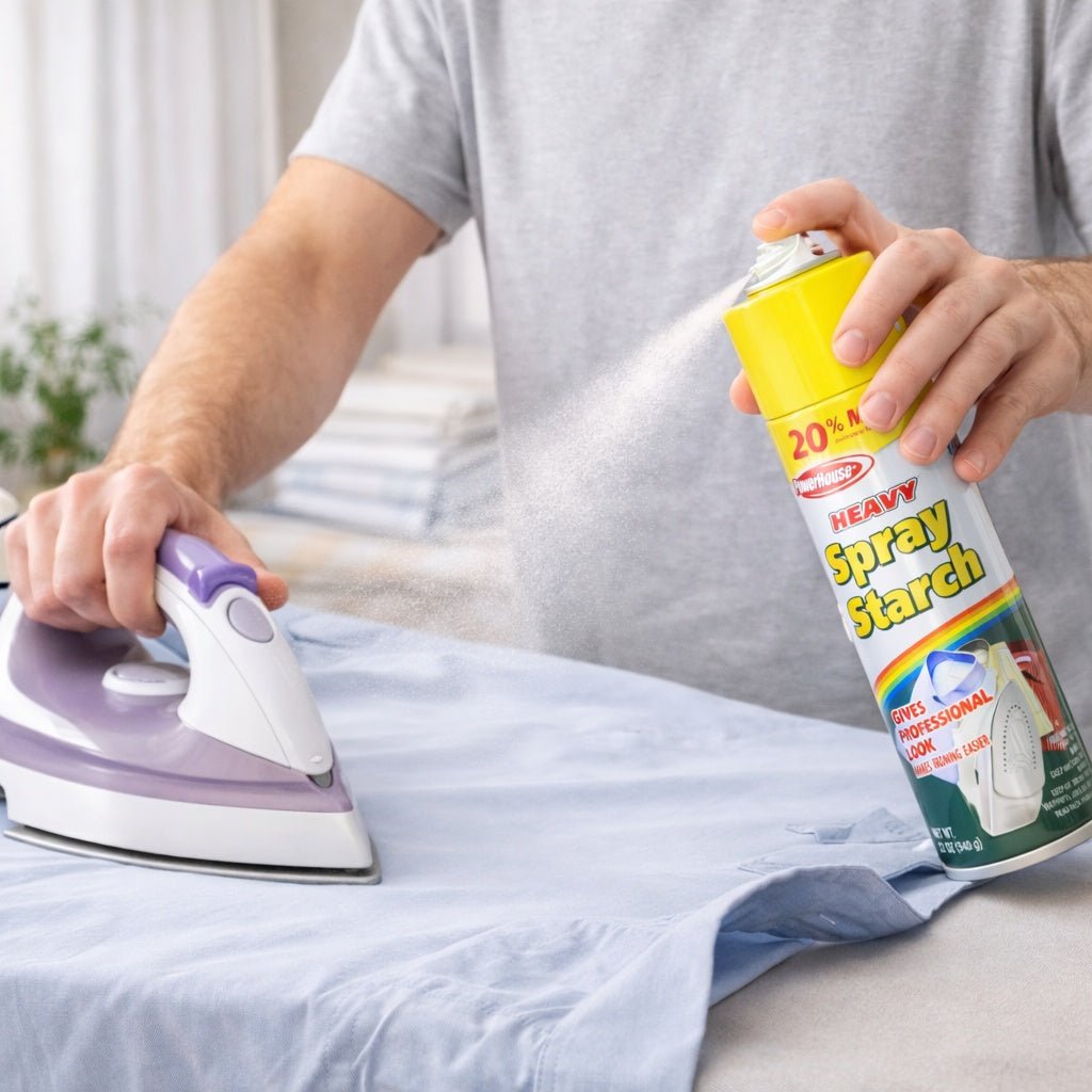 12 oz Heavy Spray Starch – Crisp Finish & Easy Ironing Fabric Starch lifestyle use image