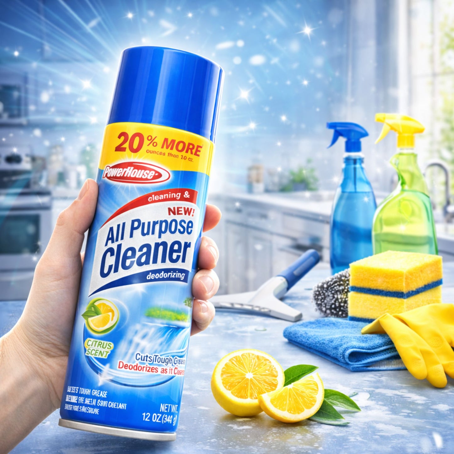 12oz All Purpose Cleaner Spray: Citrus Scent Degreaser Deodorizer PowerHouse - 99Everything