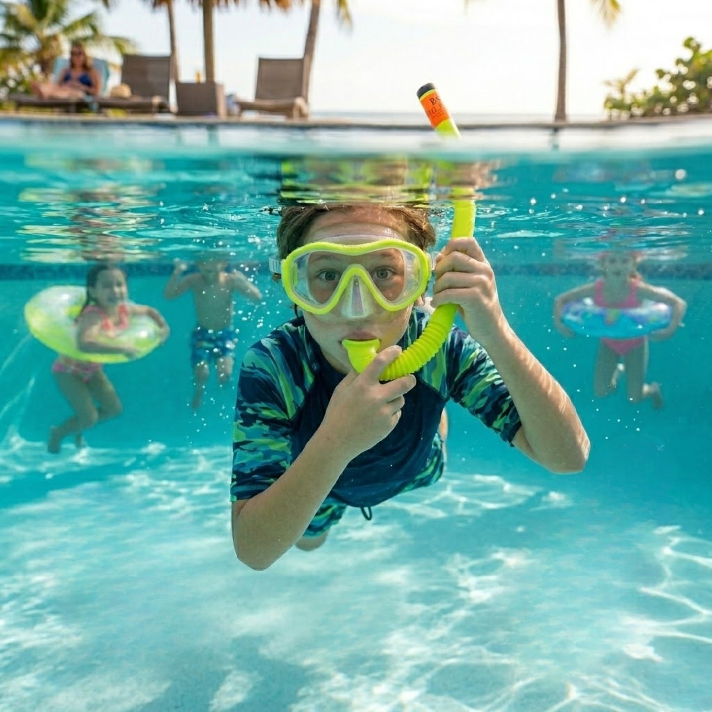 Intex Aqua Flow Youth Snorkel and Mask Diving Set for Kids Toys, Beach lifestyle use image