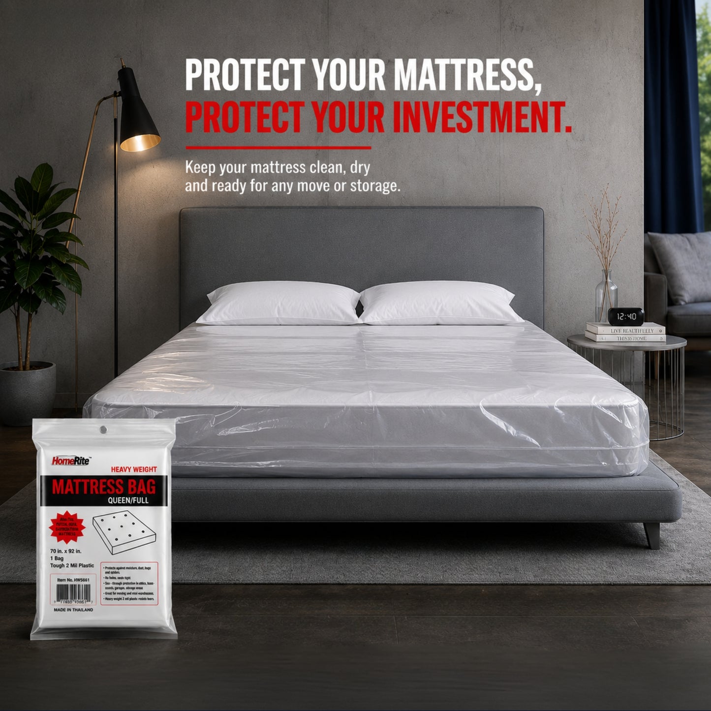 Queen Full Mattress Moving Bag Heavy Duty 2 Mil Plastic