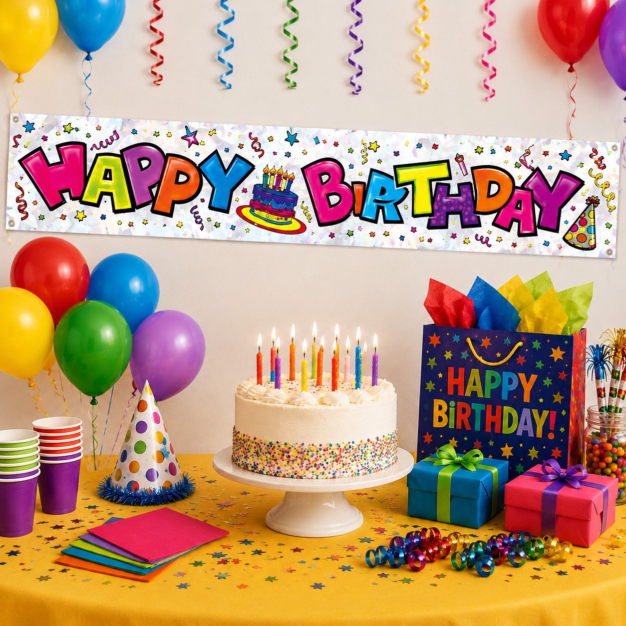 festive birthday banner decoration