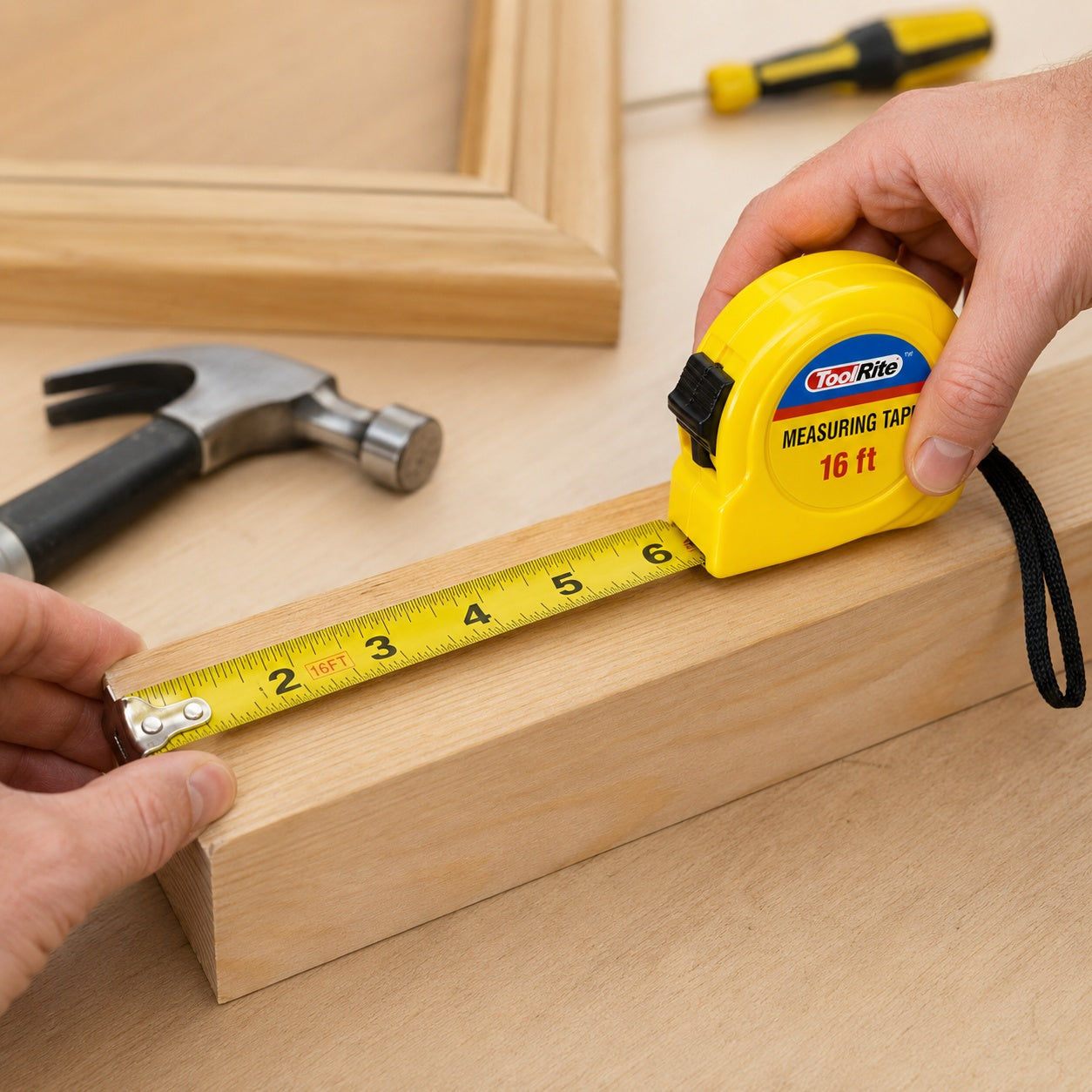 yellow measuring tape for construction use