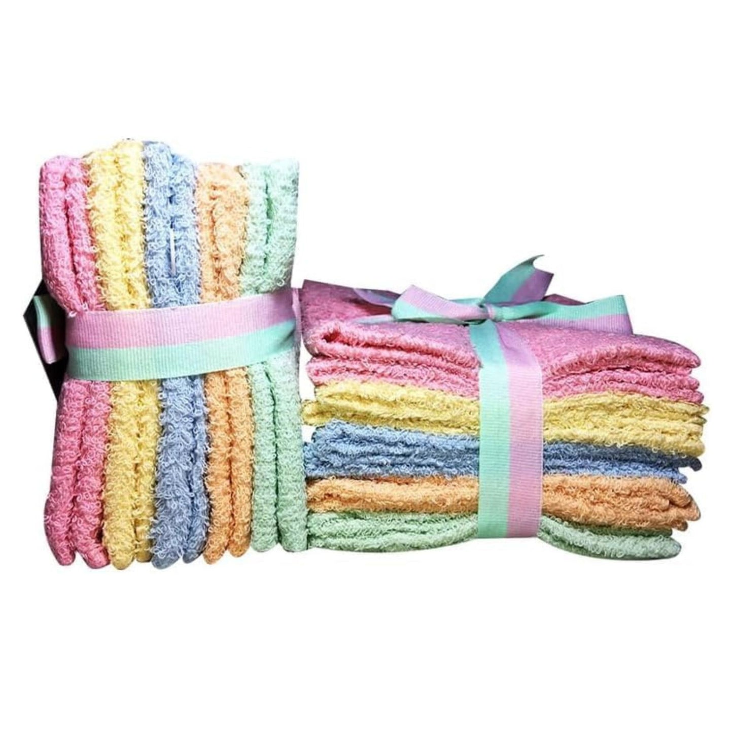 12"X12" Home Style Essential 100% Cotton Assorted Wash Cloths:10 Pcs