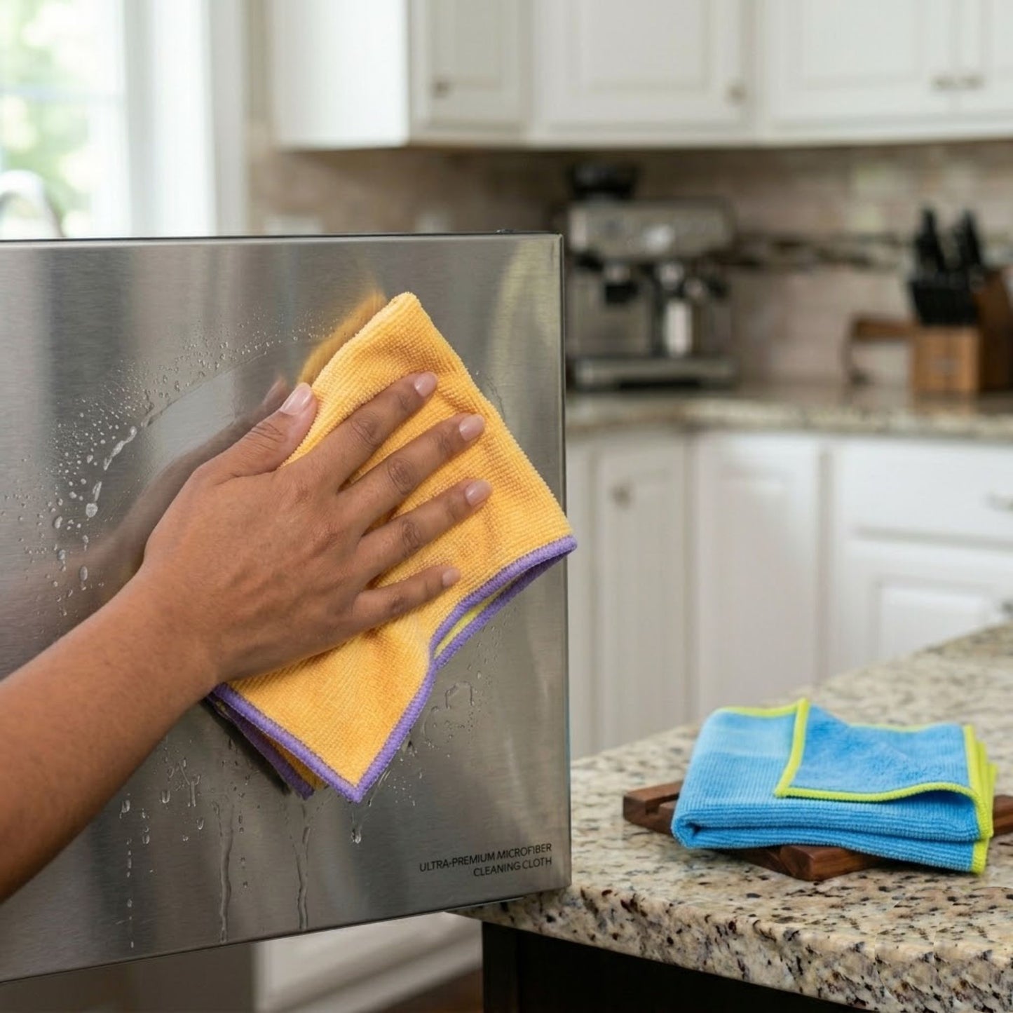 Xtra 2 Pack Fast Absorbing Microfiber Kitchen Cleaning Cloths lifestyle use image