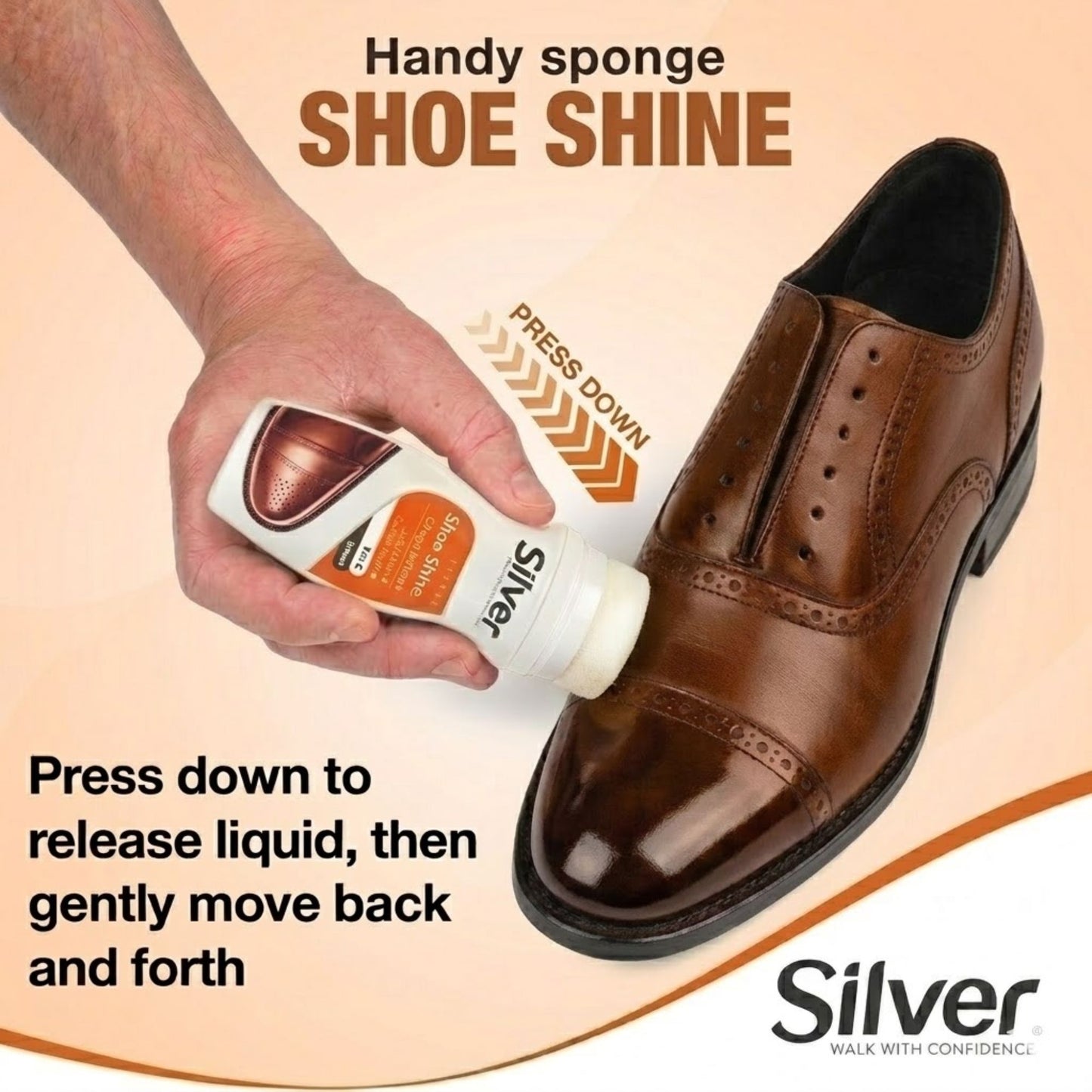 75 mL Silver Express Brown Liquid Shoe Polish Instant Shine lifestyle use image