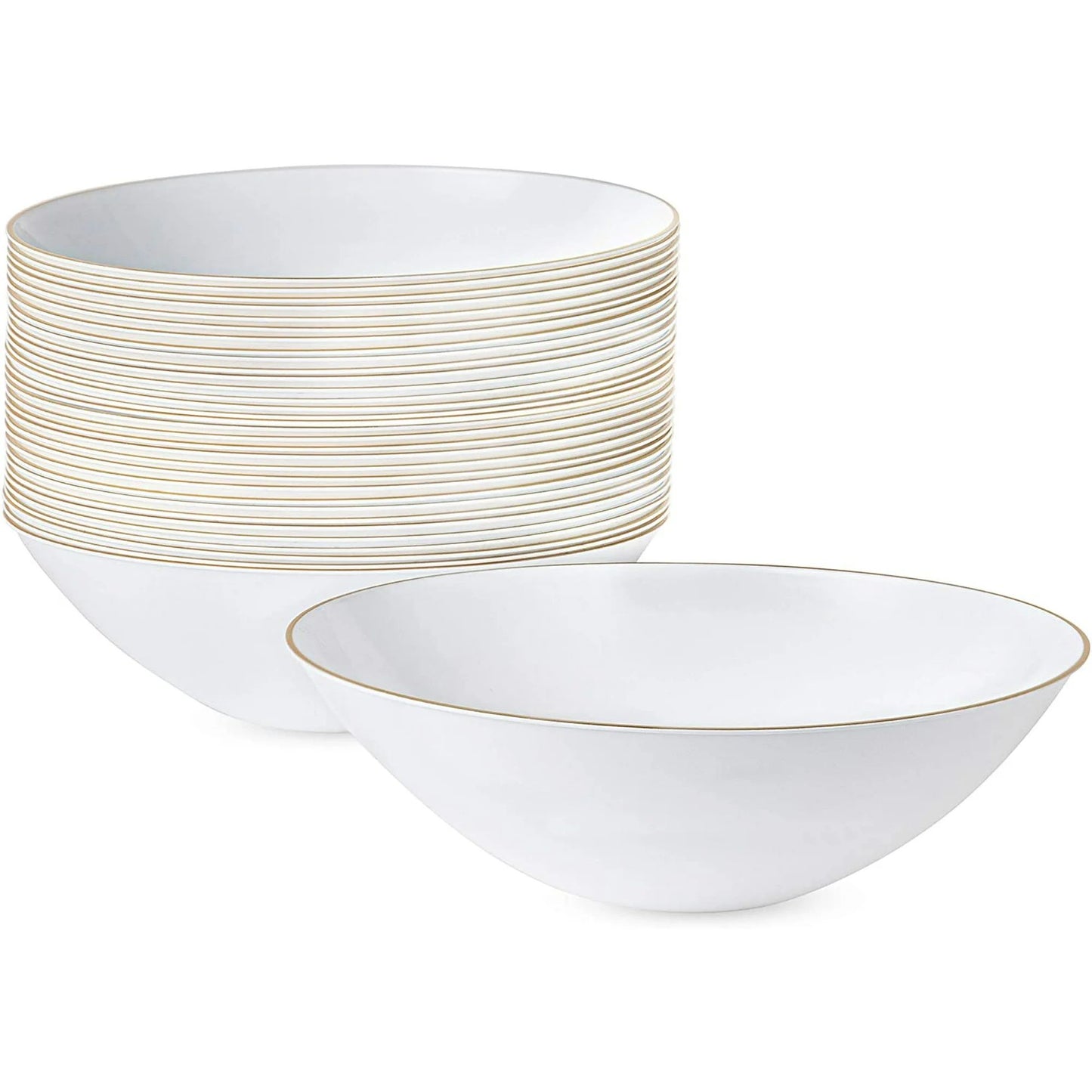 16oz Organic Disposable White with Gold Rim soup Bowls 5 Pack Kitchen Catalog,Dispoable Bowls lifestyle use image