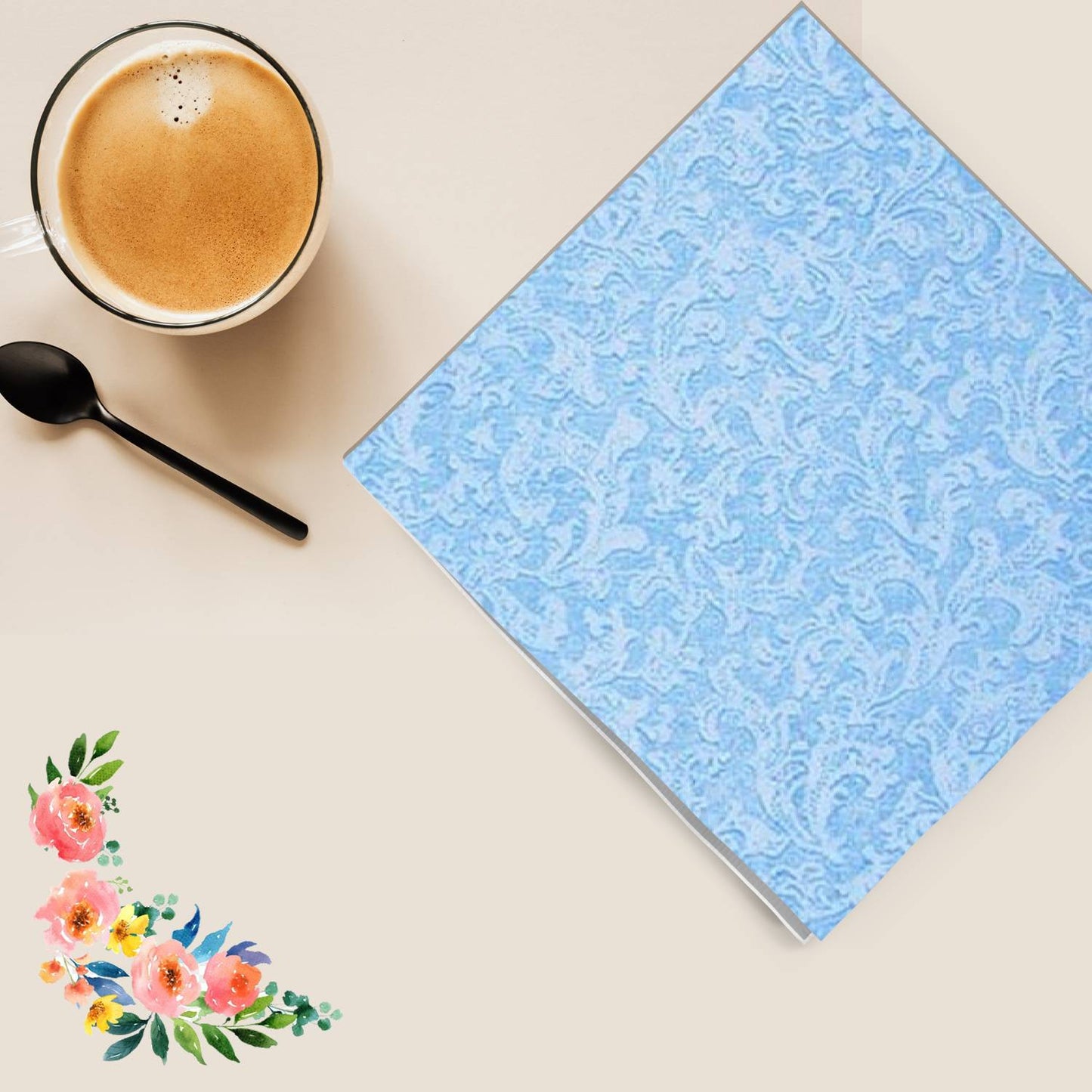Blue Texture Beverage Napkins