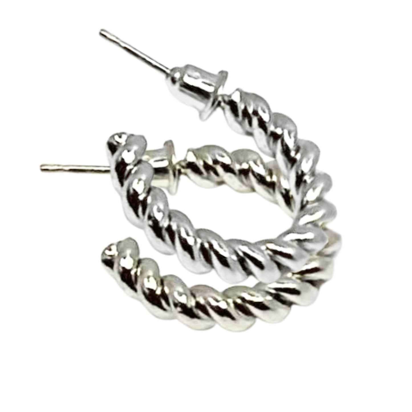 Twisted Silver Mini Hoop Earring – 0.5" Small Lightweight Fashion Hoop: 1 Pair Earing size and feature image