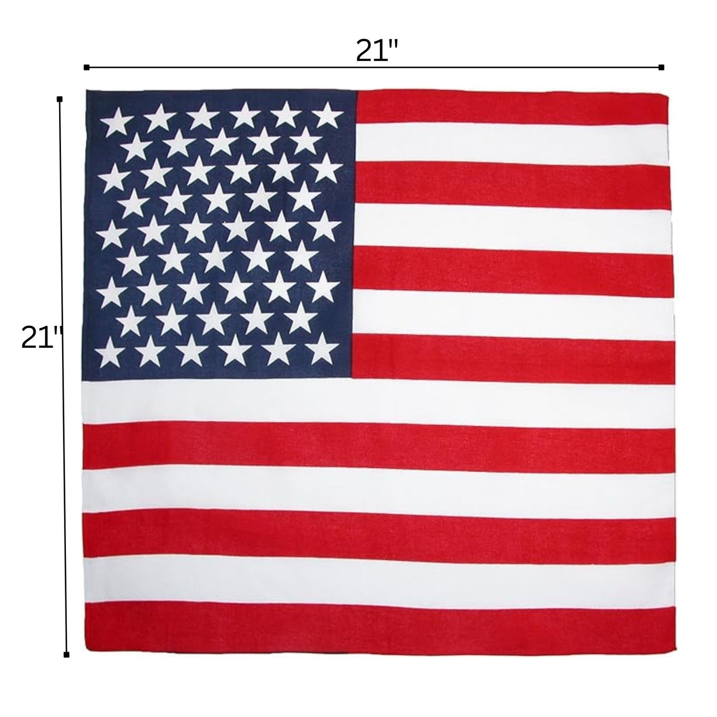 American flag with dimensions labeled on a white background