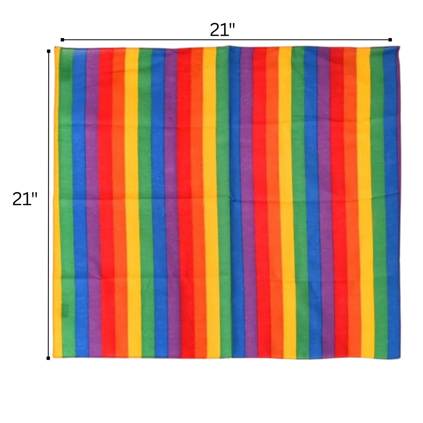 Multicolored striped fabric with dimensions on a white background