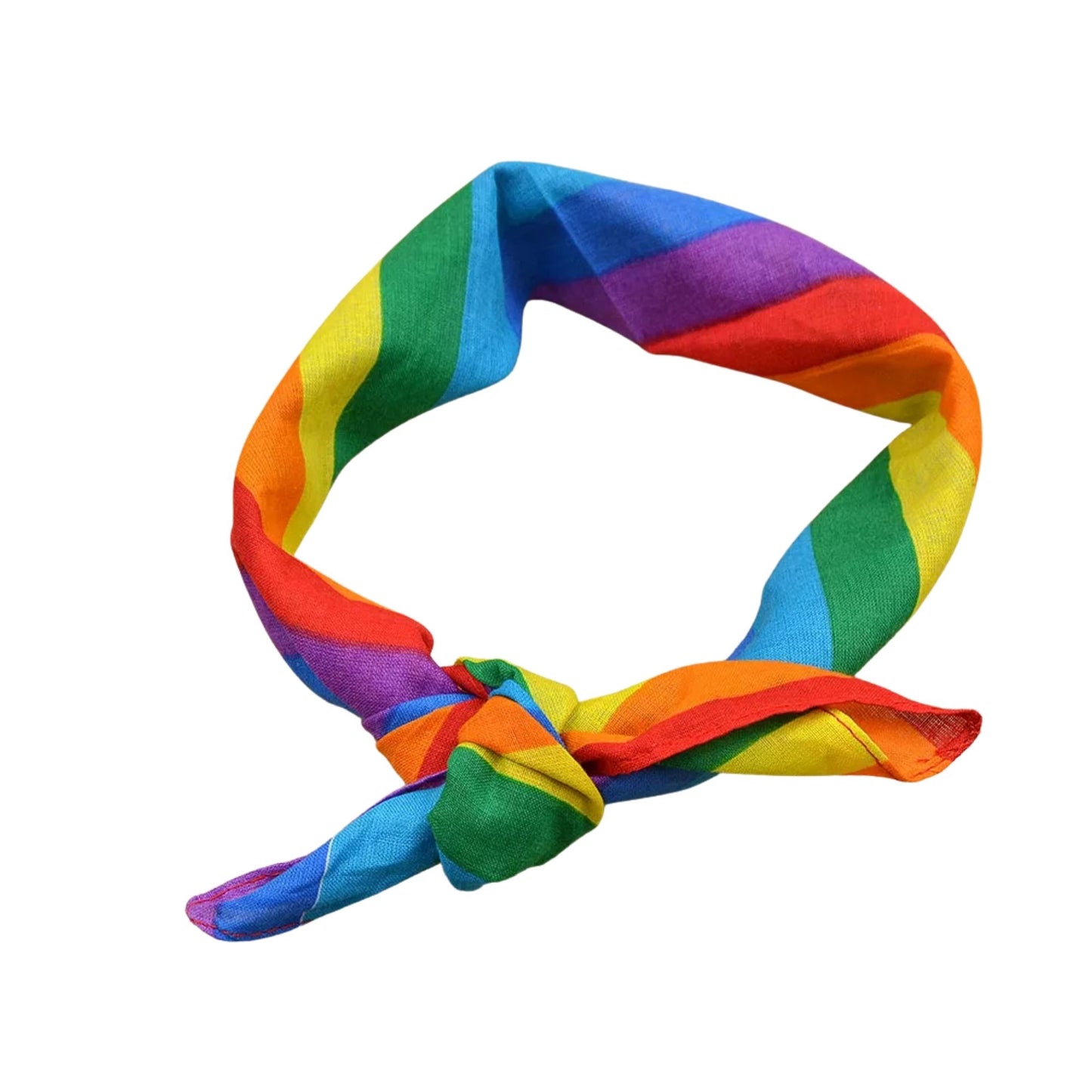 Rainbow striped headband on a white background