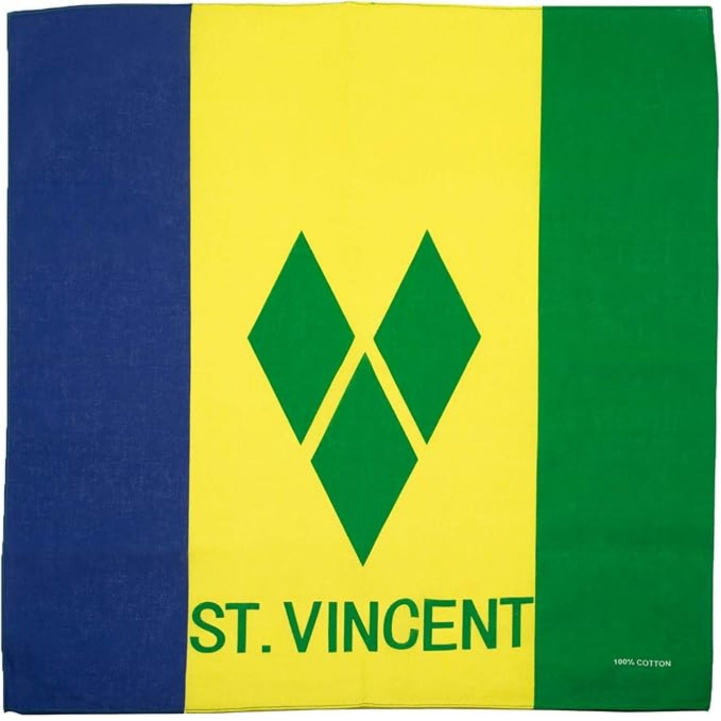 Flag of St. Vincent with blue, yellow, and green colors