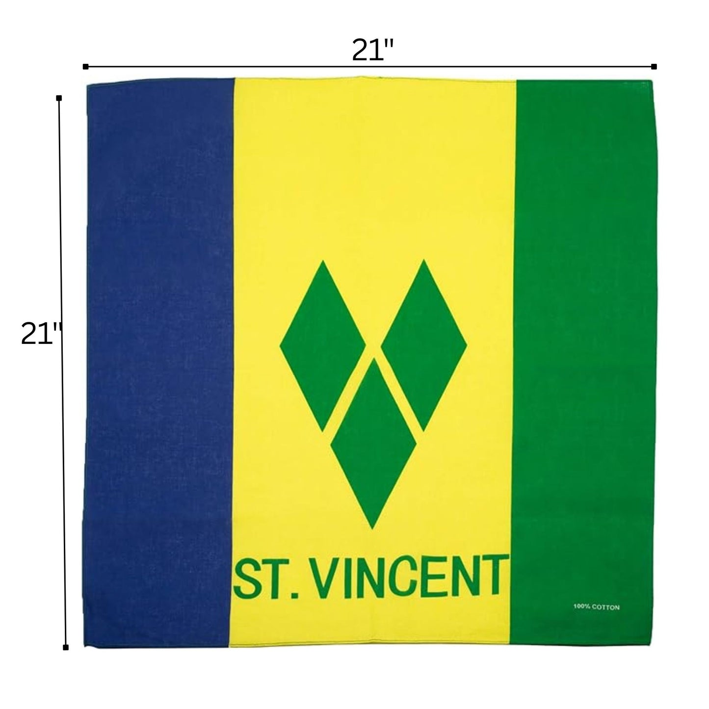 Flag of St. Vincent with dimensions on a white background