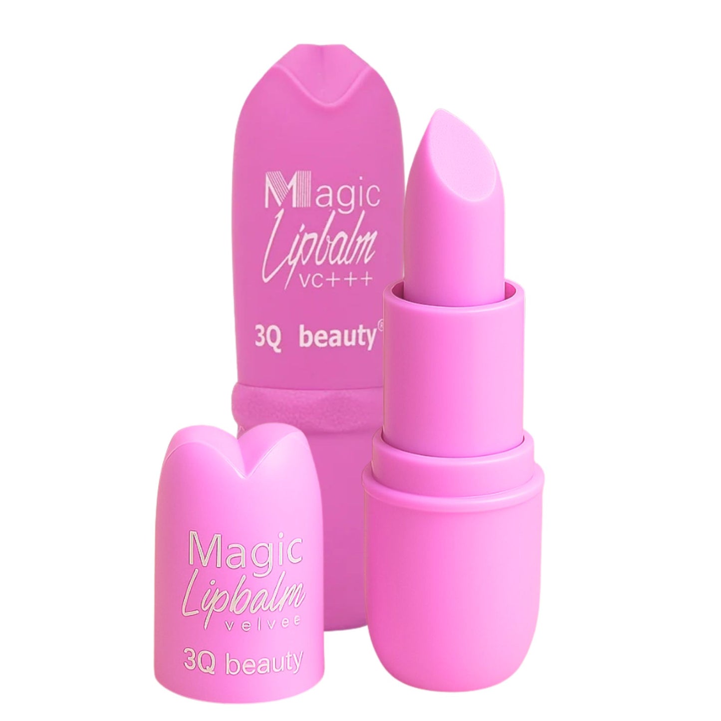 Pink lip balm with 'Magic Lipbalm' and '3Q beauty' text on a white background