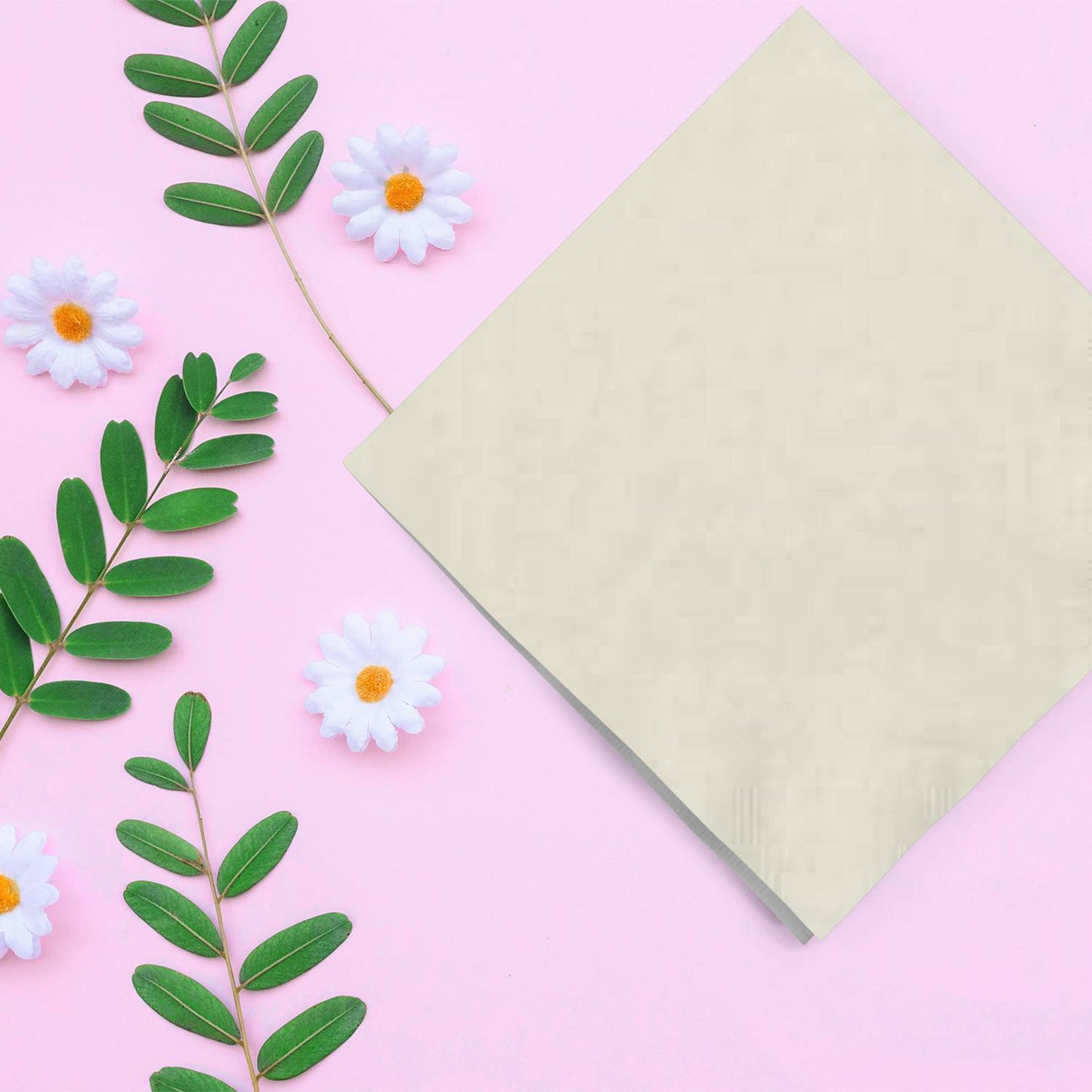 Ivory Beverage Napkins