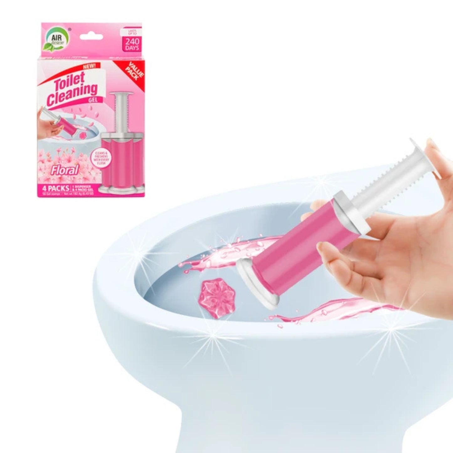 Air Fusion Floral Scent Toilet Cleaning Gel 56 Stamps 6.43oz 4 Pack Toilet Bowl Cleaner product image 5