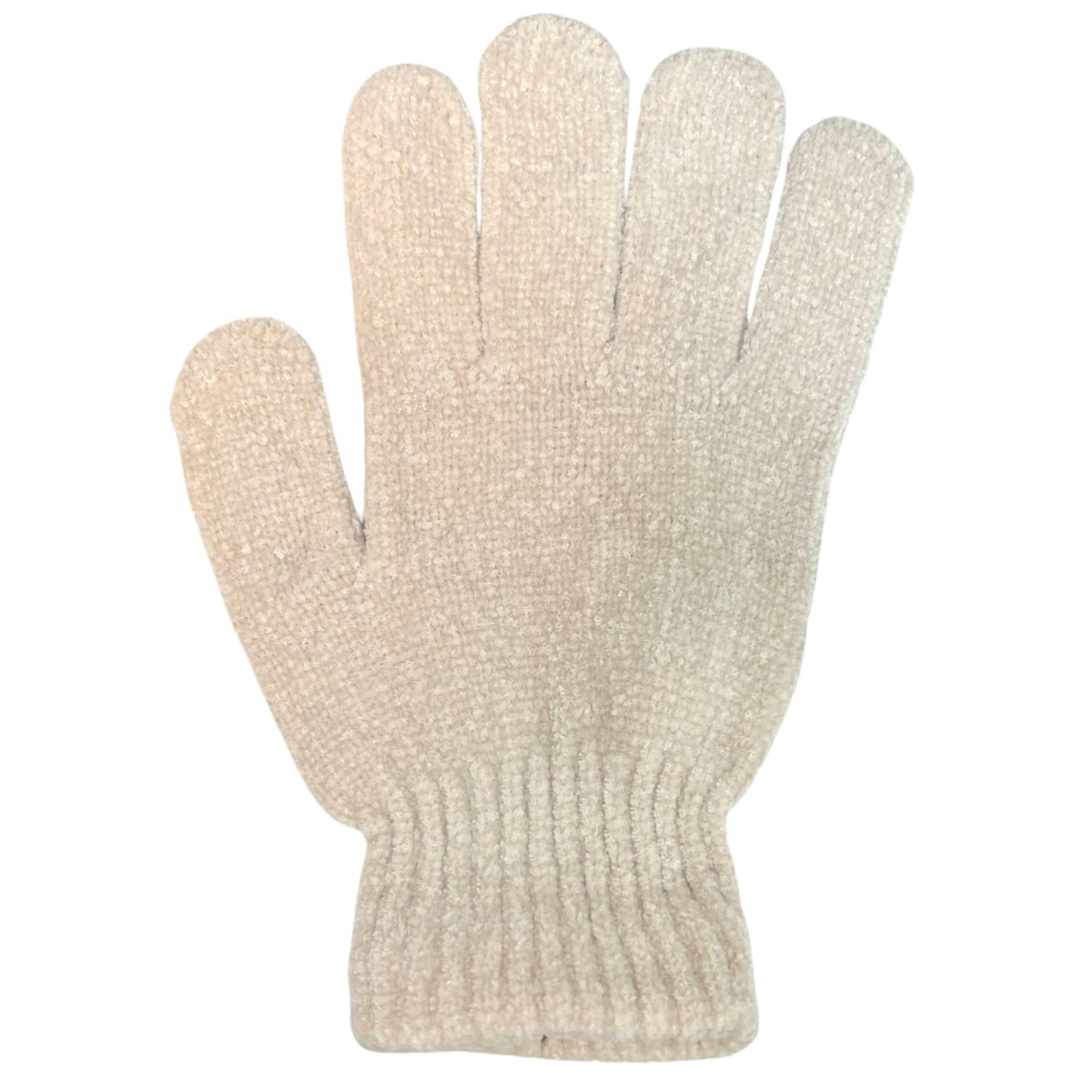 Beige knit glove on a white background