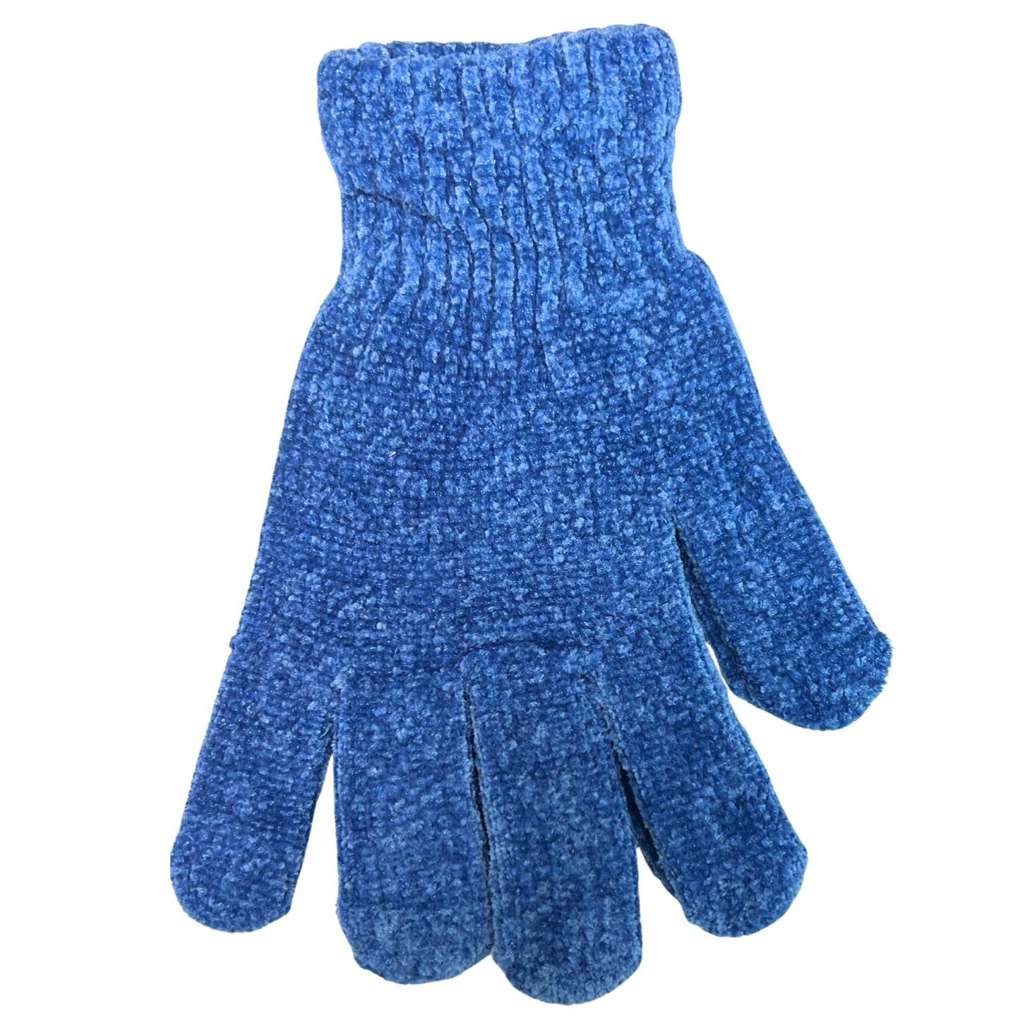 Blue knitted glove on a white background