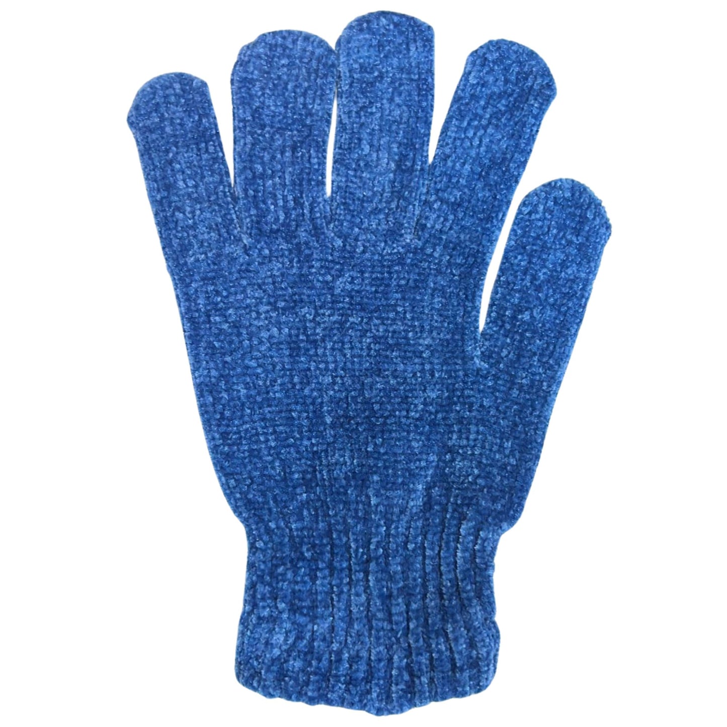 Blue knitted glove on a white background