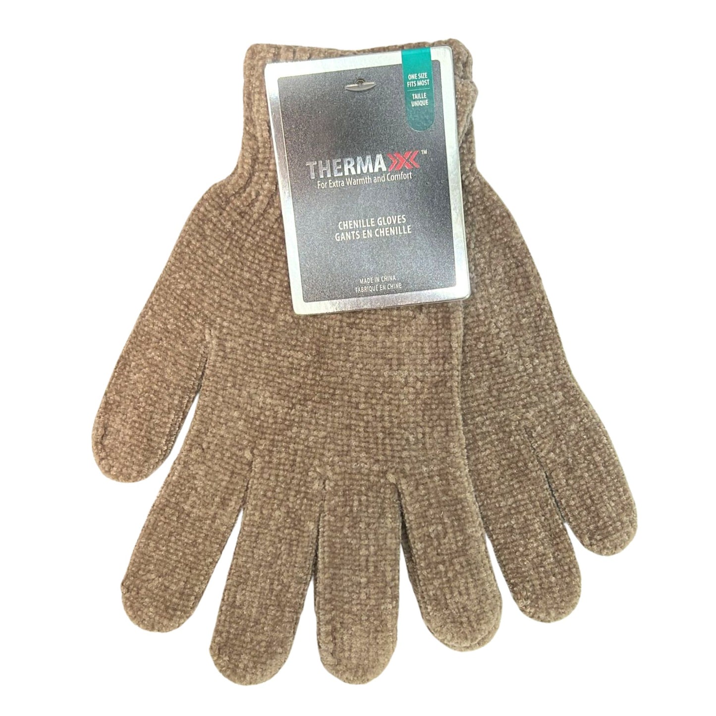Brown glove with Therma-X label on a white background