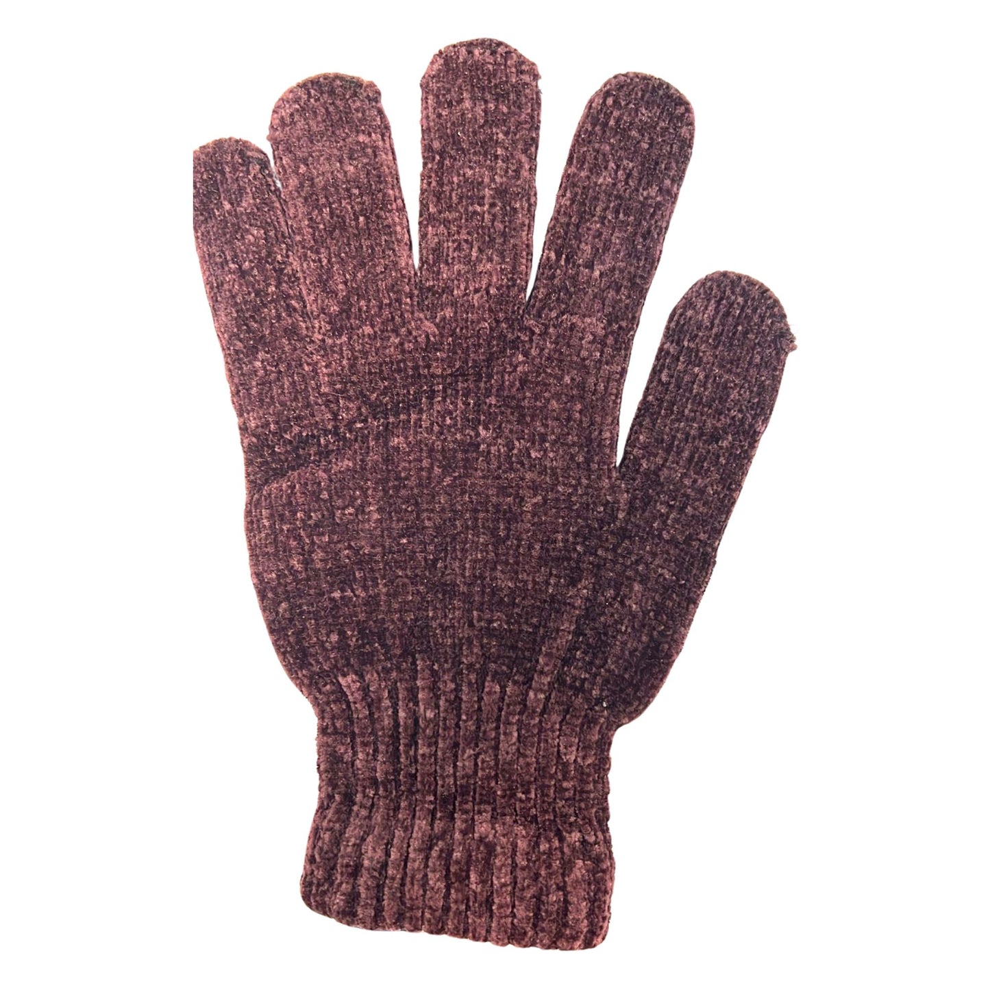 Brown knitted glove on a white background