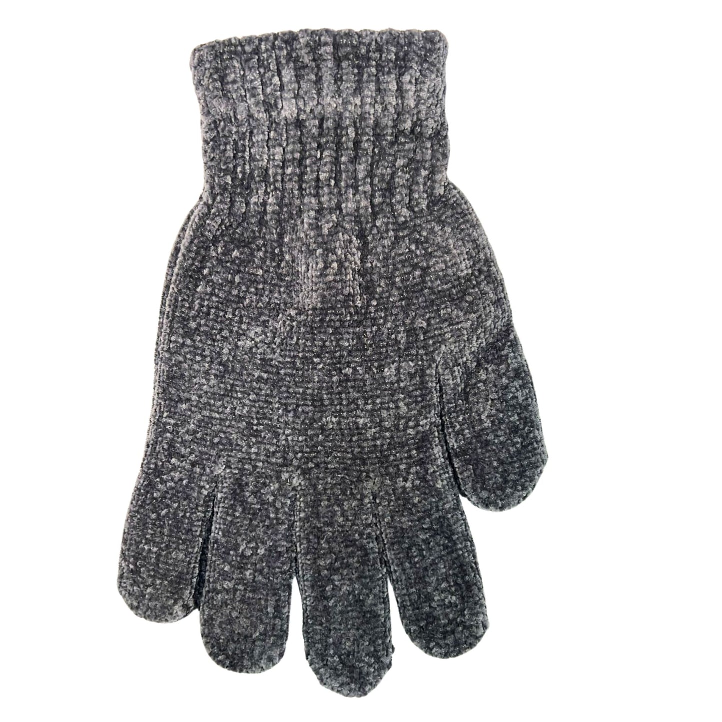 Gray knitted glove on a white background