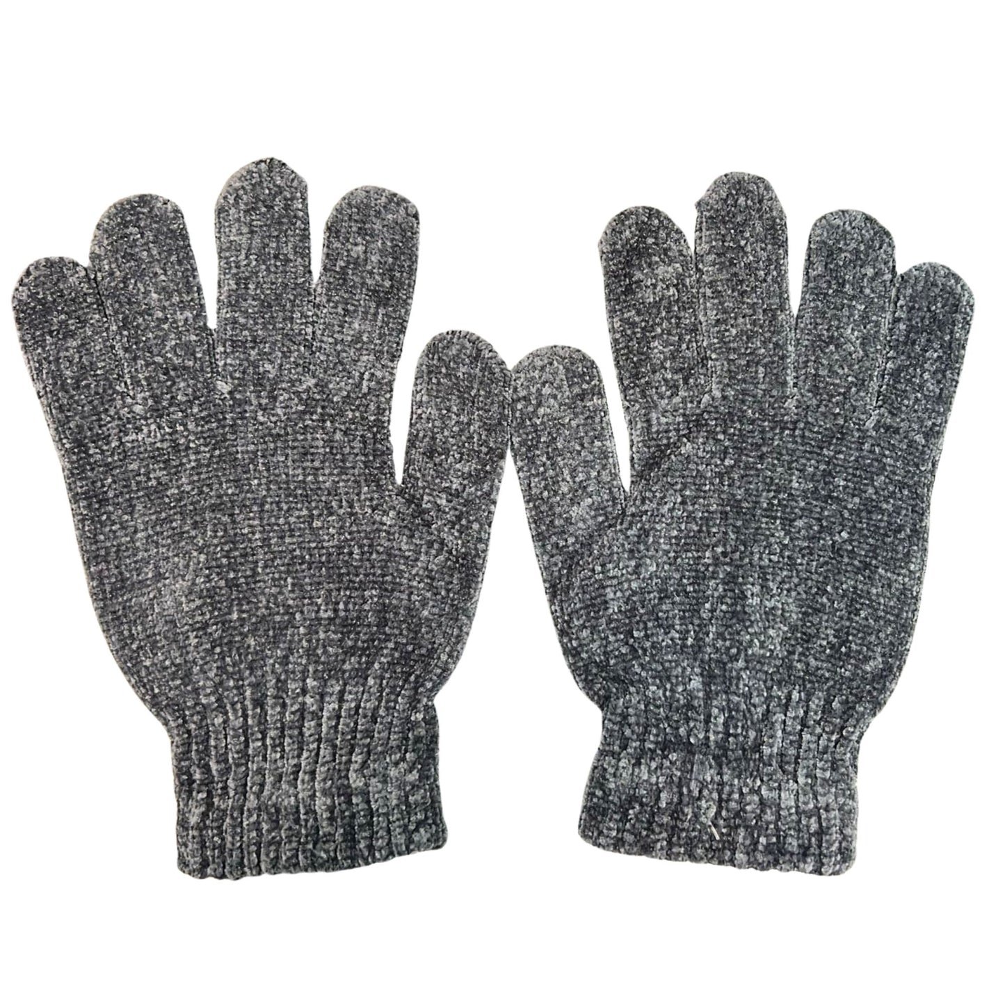 Pair of gray gloves on a white background