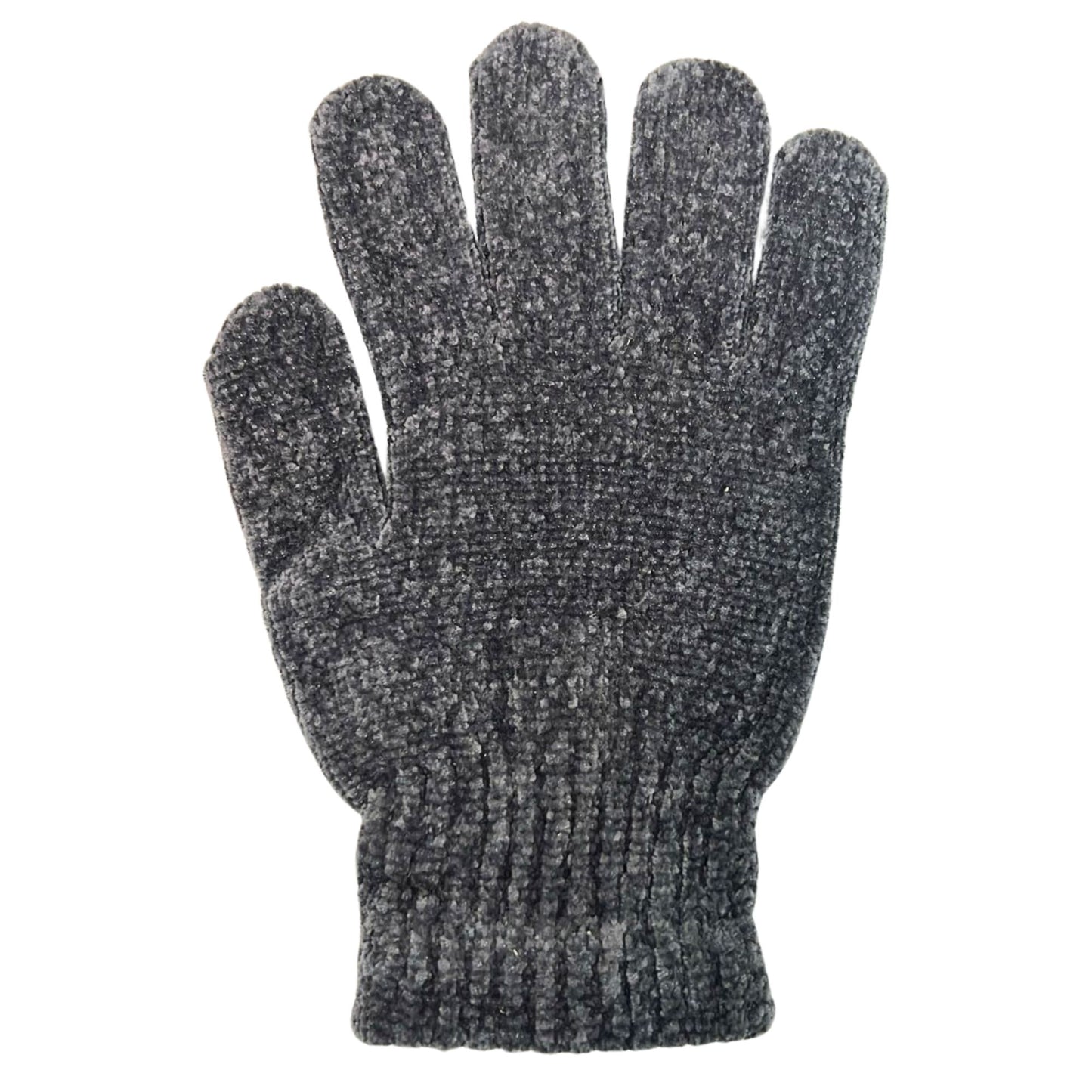 Gray knitted glove on a white background