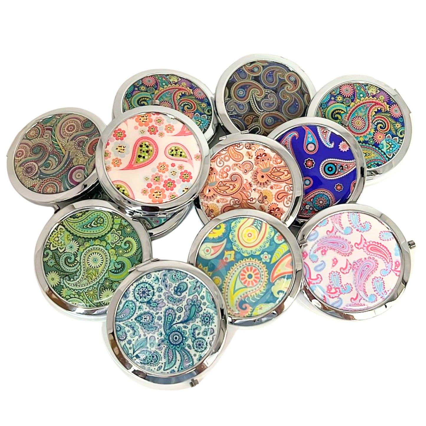 Paisley Design Small Pocket Makeup Mirror – Random Design:1CT
