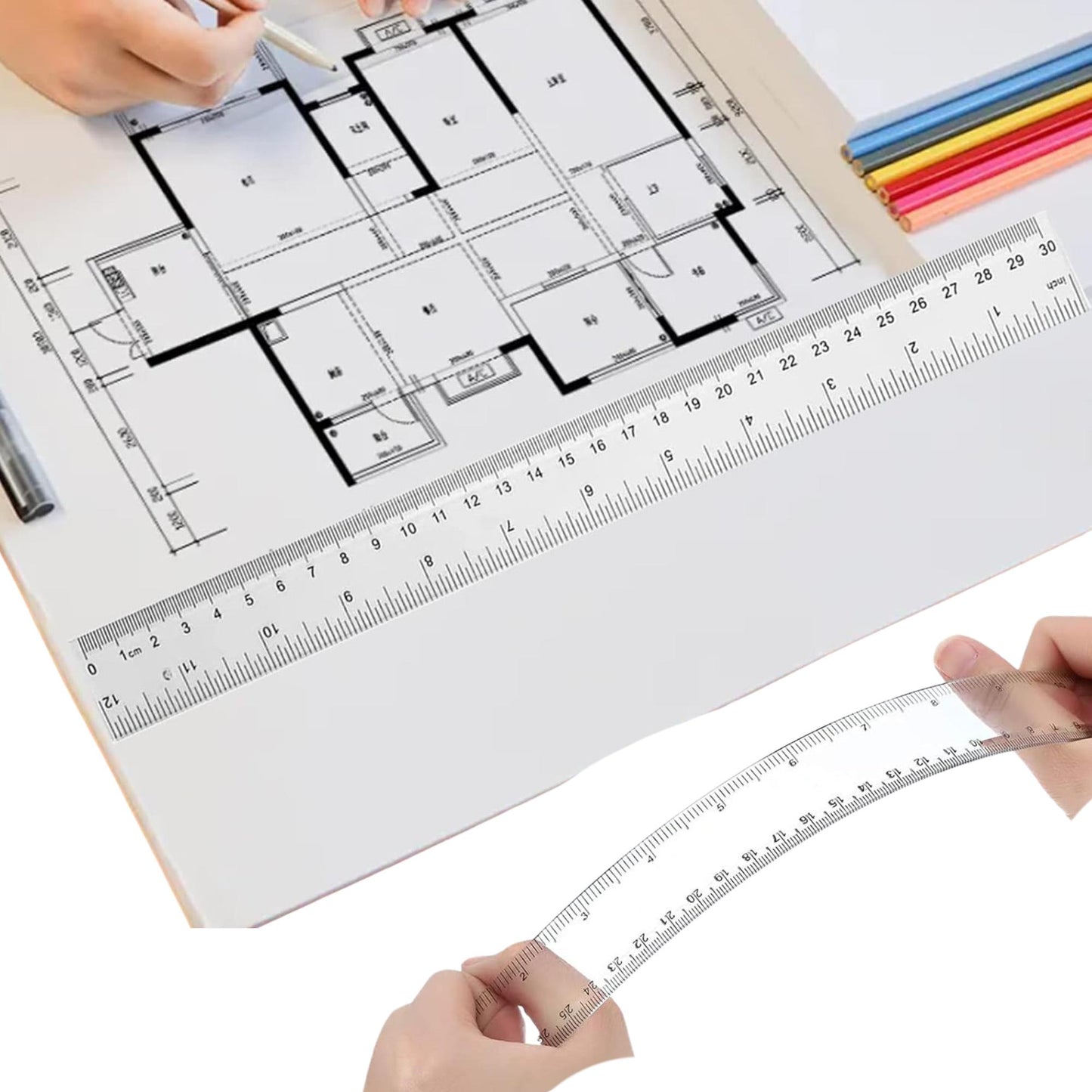 Acrylic Clear Ruler with Raised Center Grip