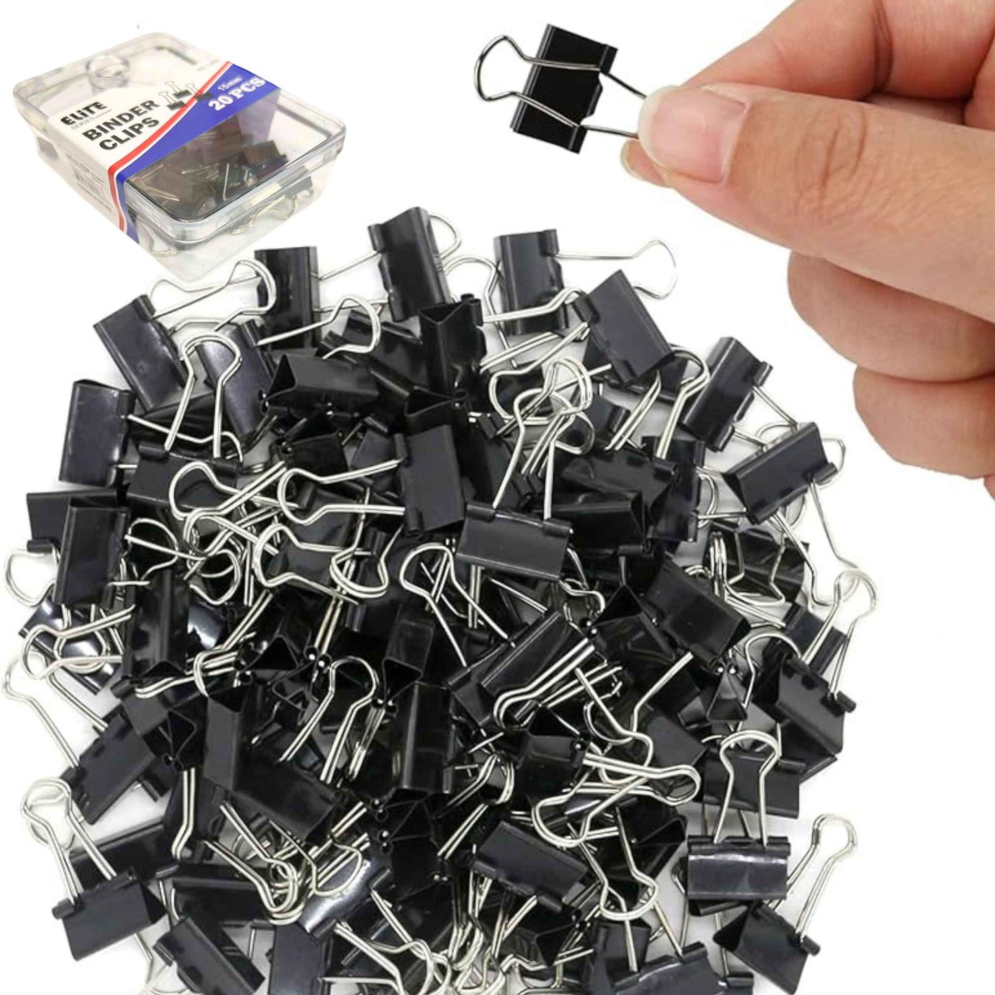 15mm Black Binder Clips: 20 Pack lifestyle use image