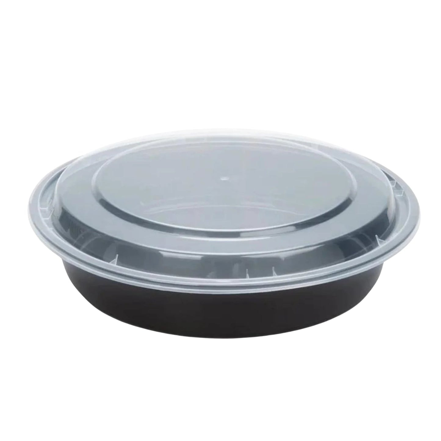 Black Meal Prep/ Bento Box Disposable Round Container with Clear Lid