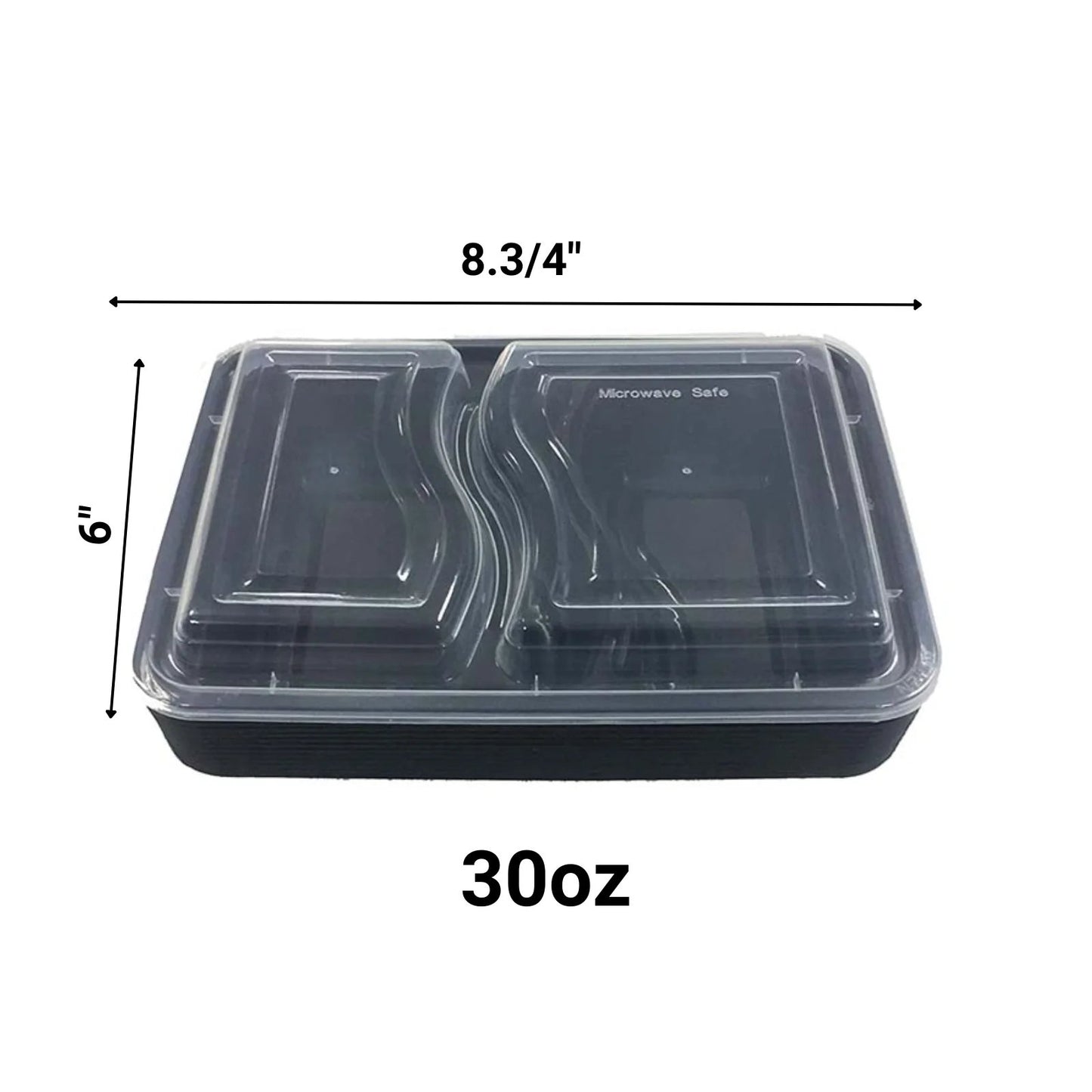 Black Rectangular Meal Prep Containers With Clear Lids